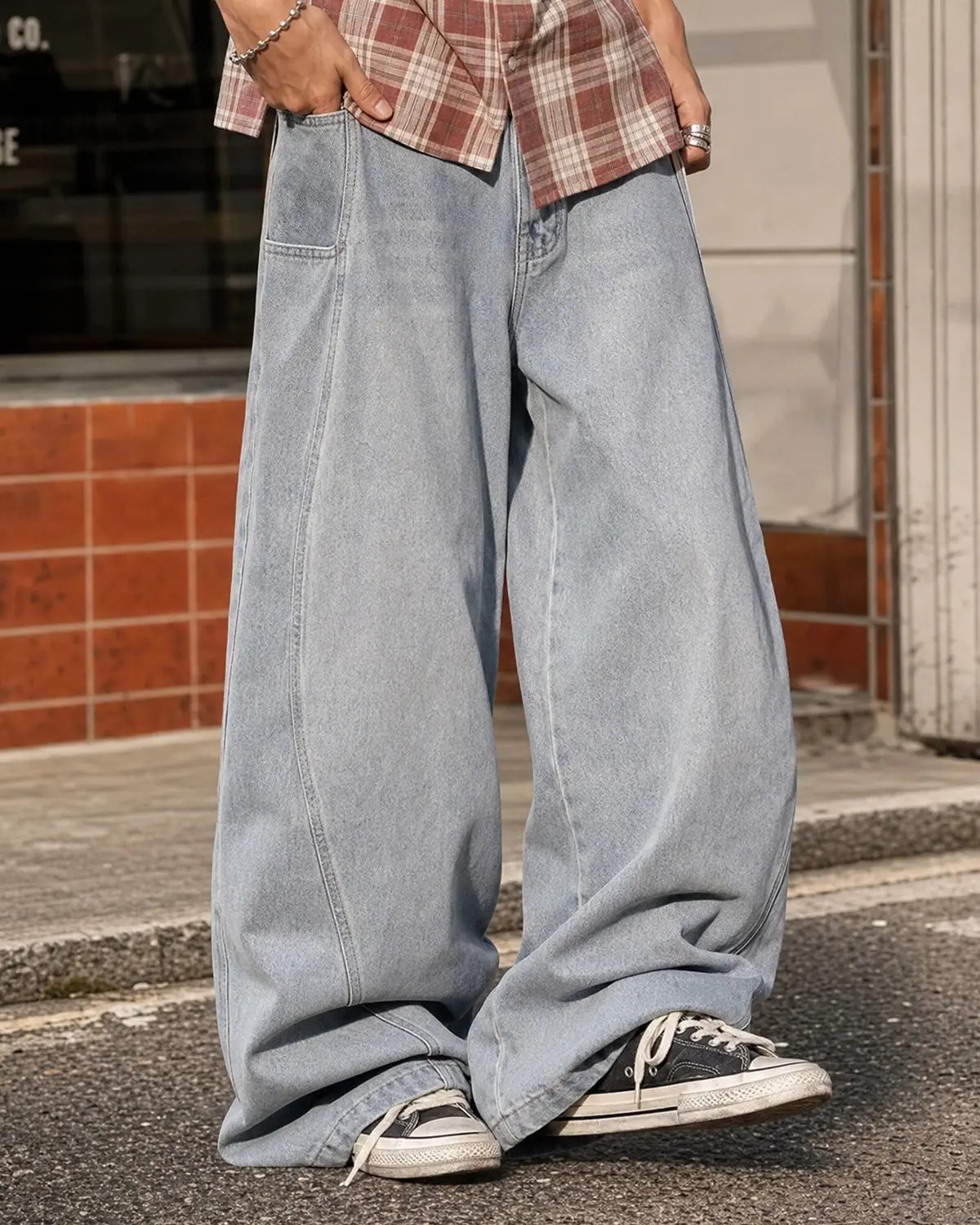 Acid Washed Distressed Barrel Jeans | Inflation Streetwear - Image 6