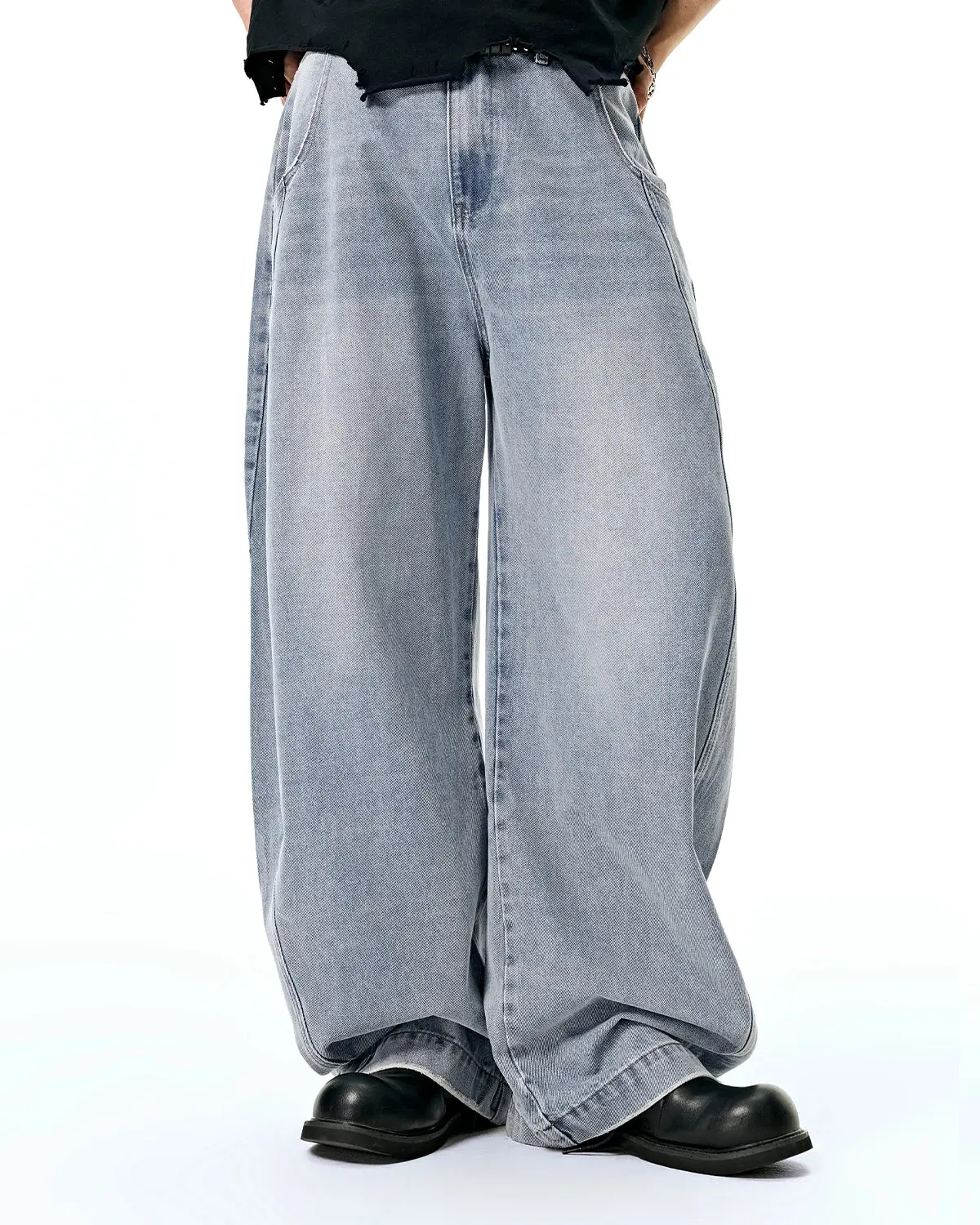 Acid Washed Distressed Barrel Jeans | Inflation Streetwear - Image 8