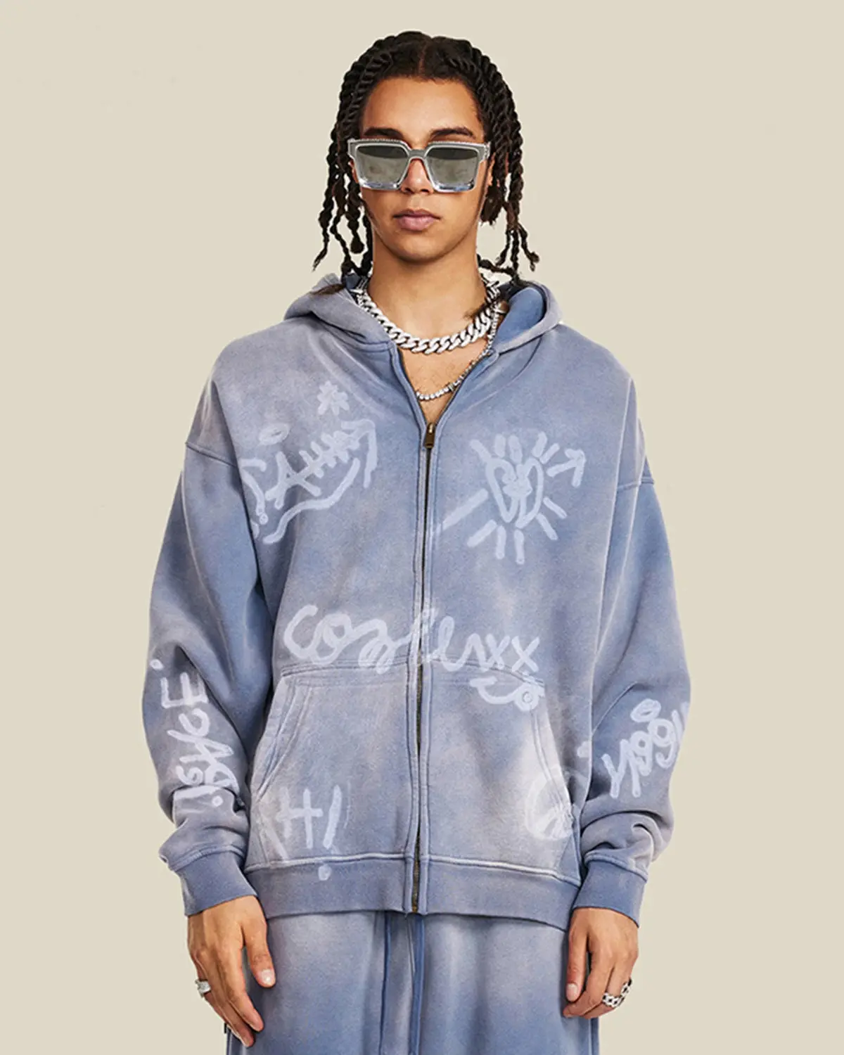 INFLATION Graffiti Washed Zip Up Hoodies - Image 7