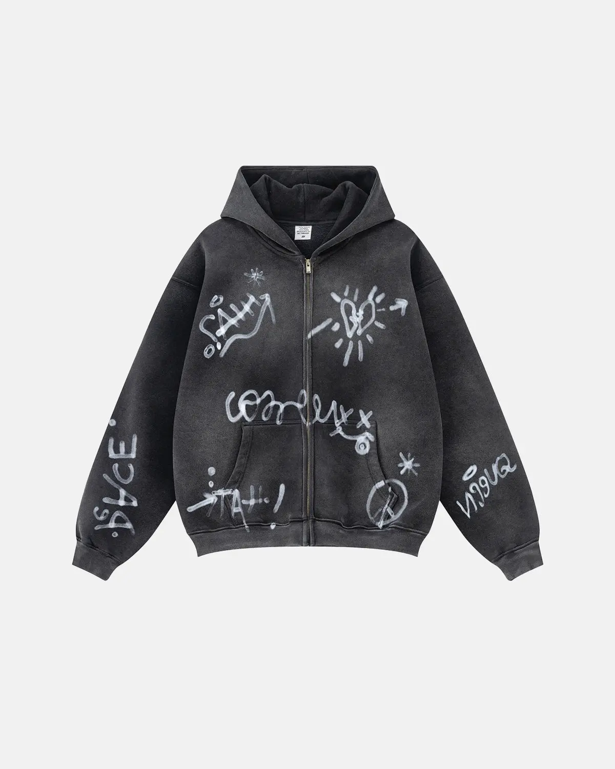 INFLATION Graffiti Washed Zip Up Hoodies - Image 9