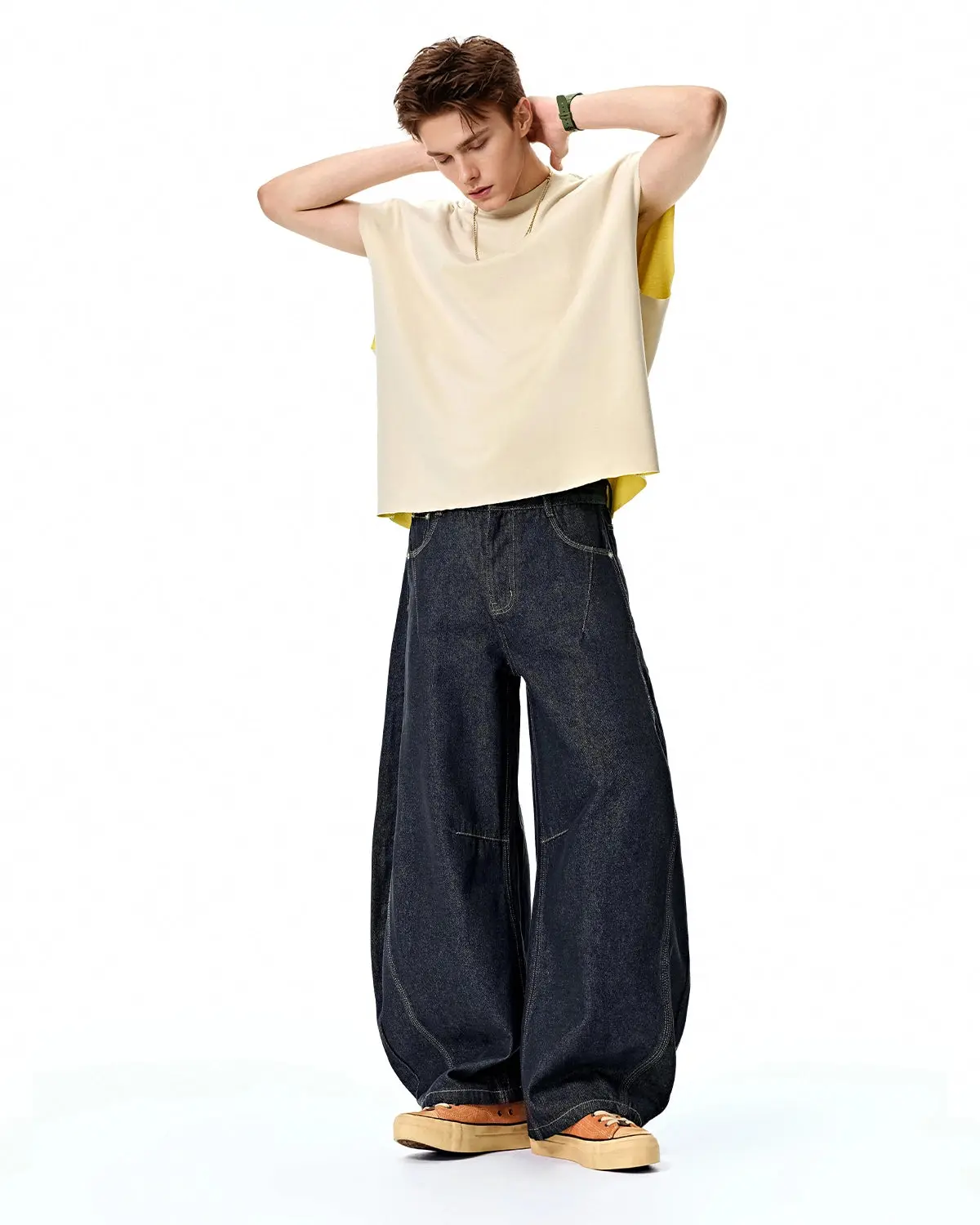 INFLATION Raw Color Barrel Baggy Jeans - Image 11