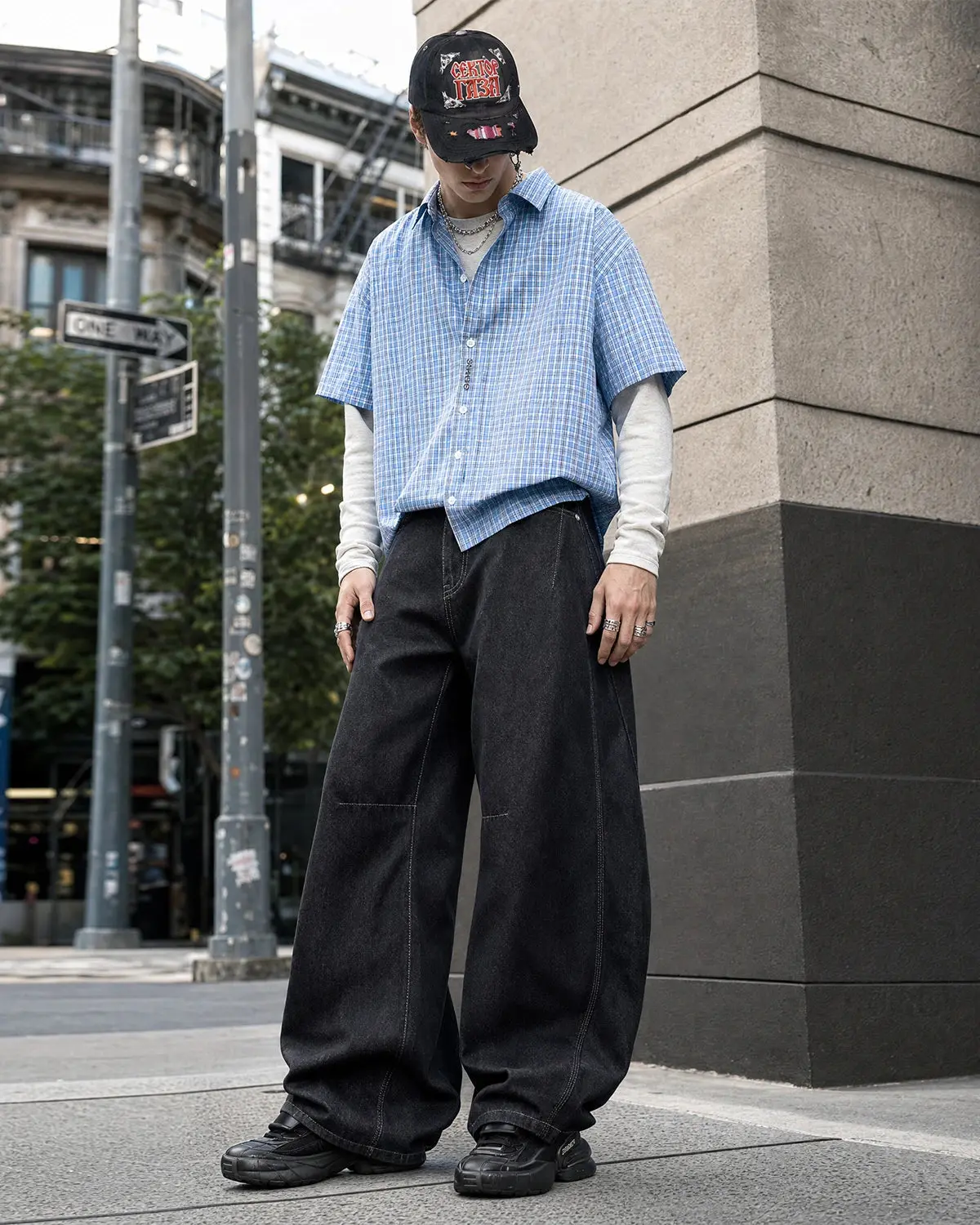 INFLATION Raw Color Barrel Baggy Jeans - Image 3