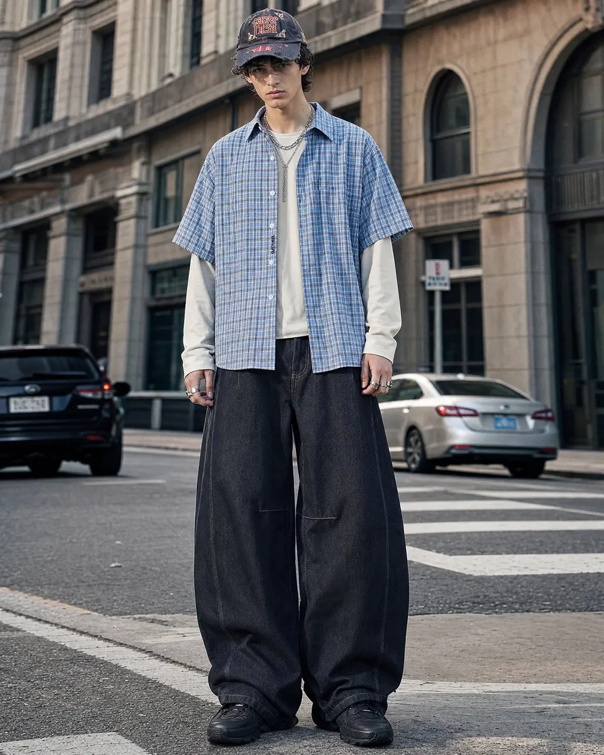 INFLATION Raw Color Barrel Baggy Jeans - Image 4