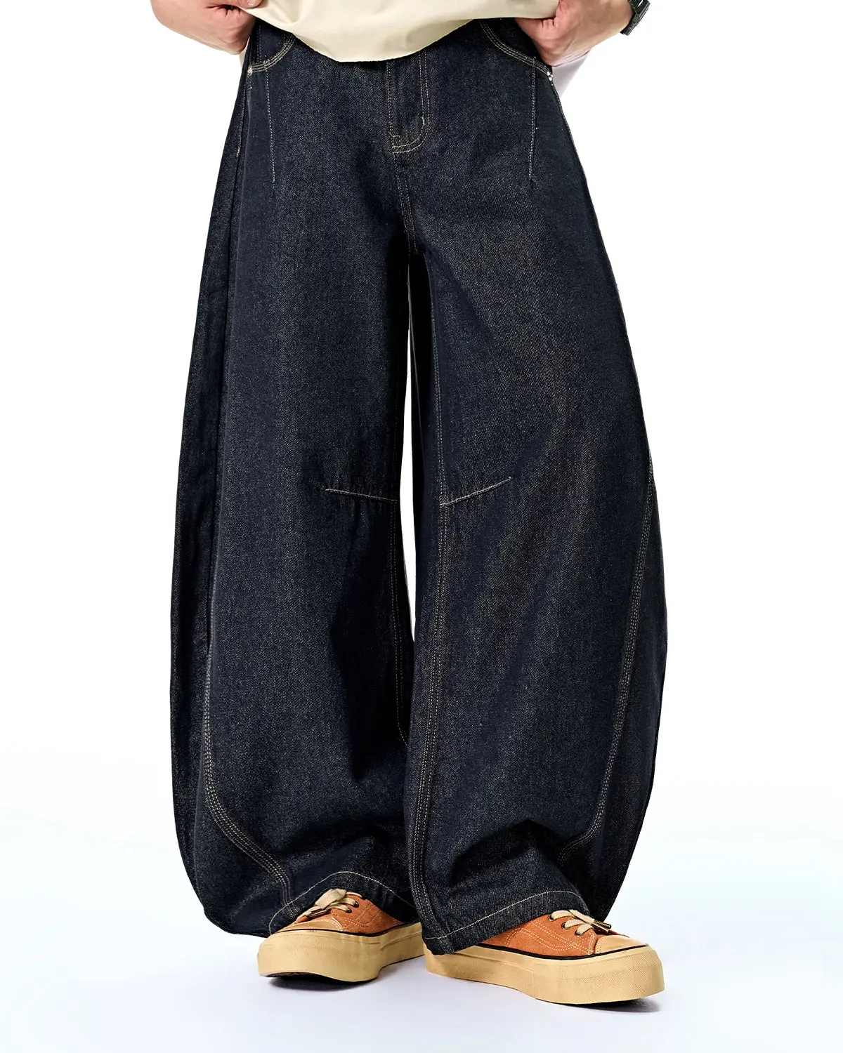 INFLATION Raw Color Barrel Baggy Jeans - Image 9