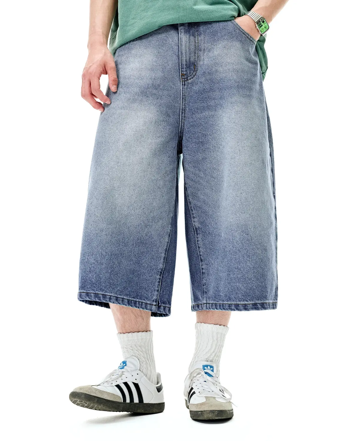 Washed Baggy Longline Jorts | Inflation Streetwear - Image 3