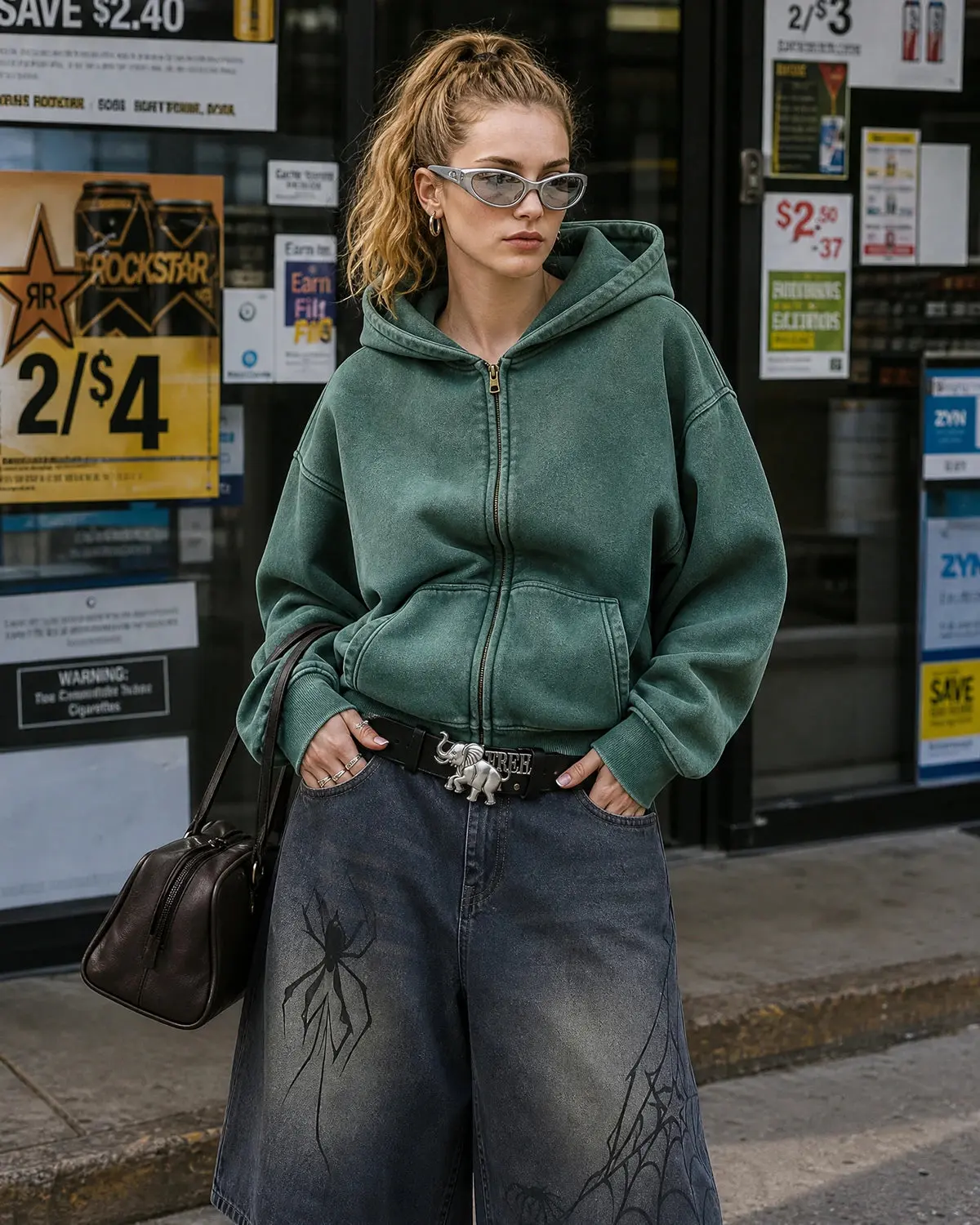 INFLATION Washed Distressed Fleece Zip Up Hoodies - Image 6