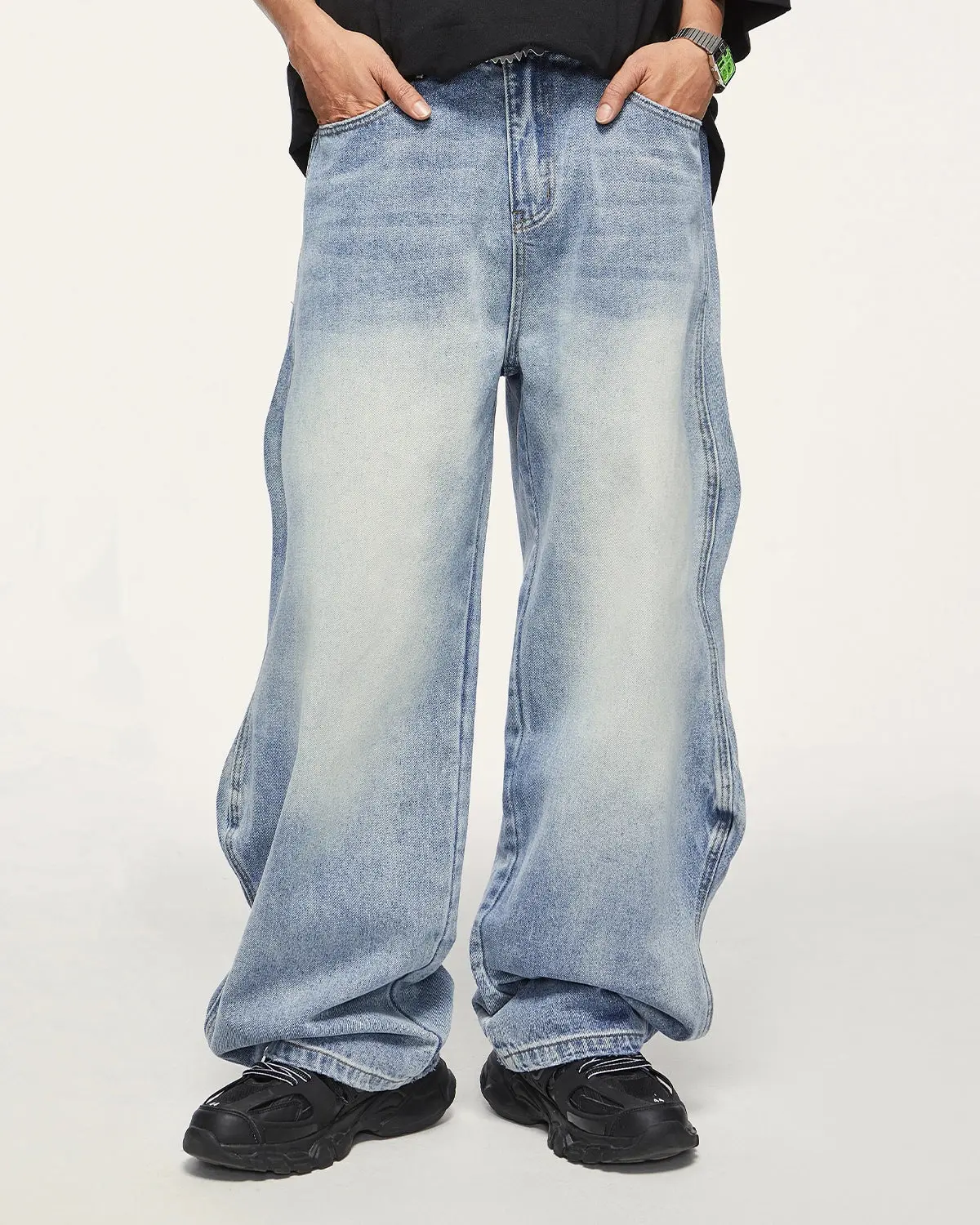 INFLATION Wave Washed Baggy Jeans - Image 11