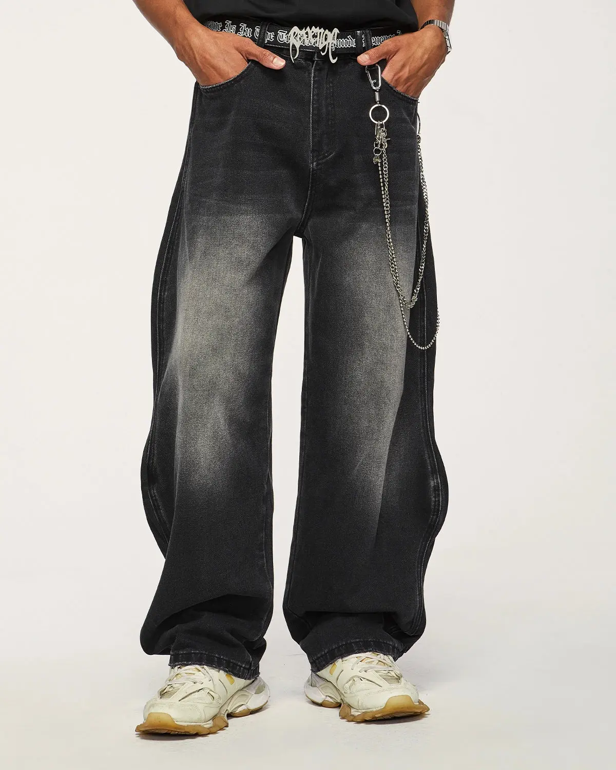 INFLATION Wave Washed Baggy Jeans - Image 9
