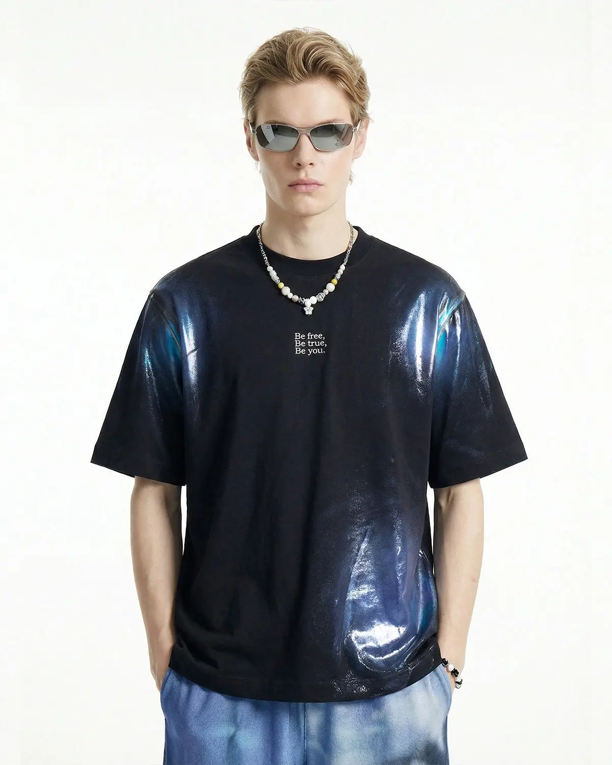 Iridescent Shimmer Oversized T-Shirt | Inflation Streetwear - Image 2