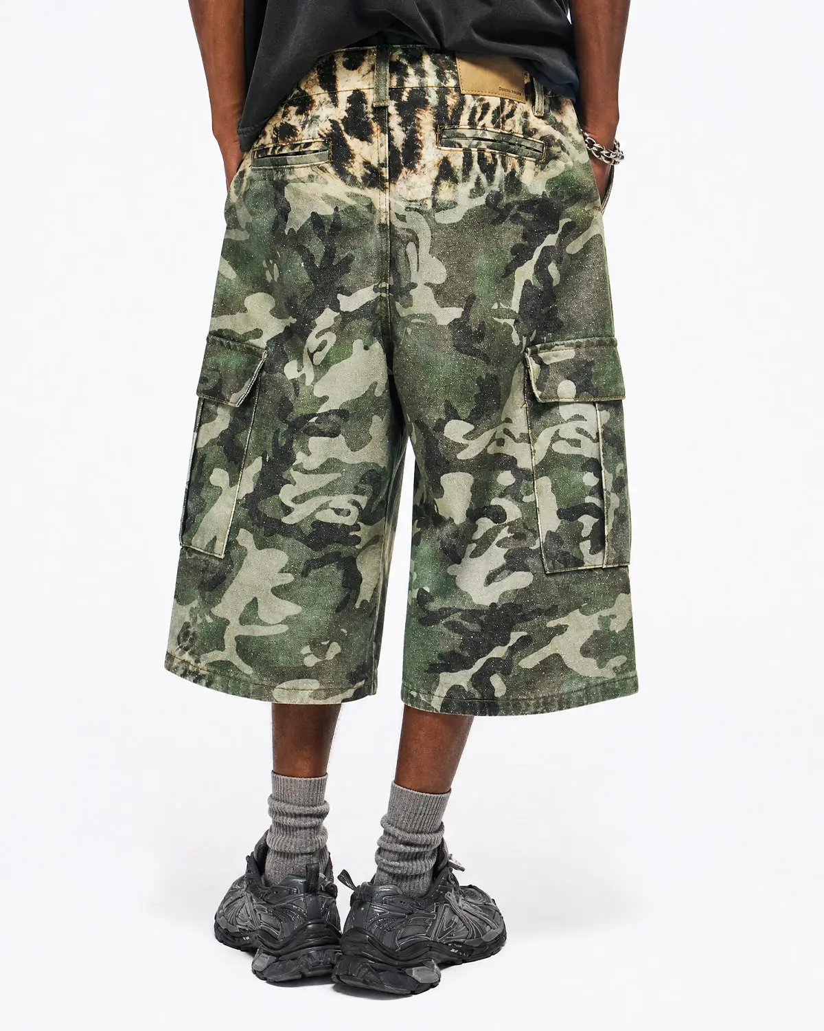 Leopard Camo Cargo Longline Shorts | Inflation Streetwear - Image 5