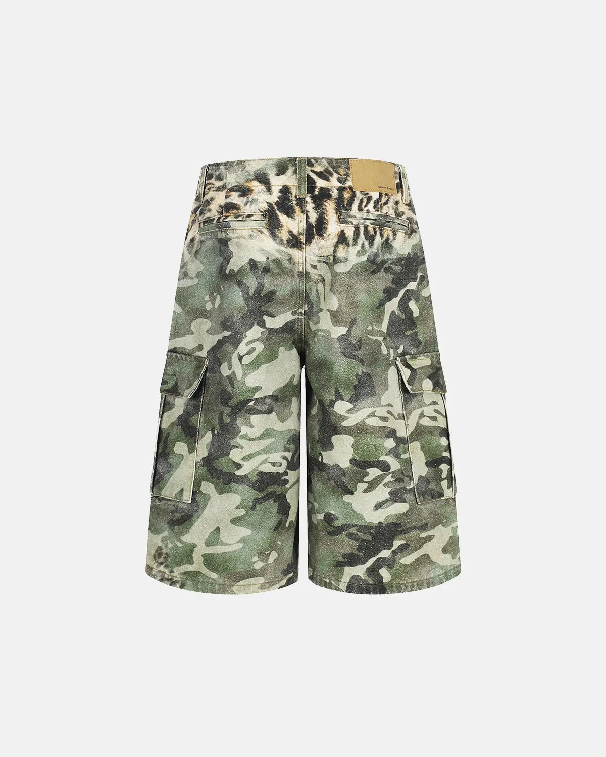 Leopard Camo Cargo Longline Shorts | Inflation Streetwear - Image 6