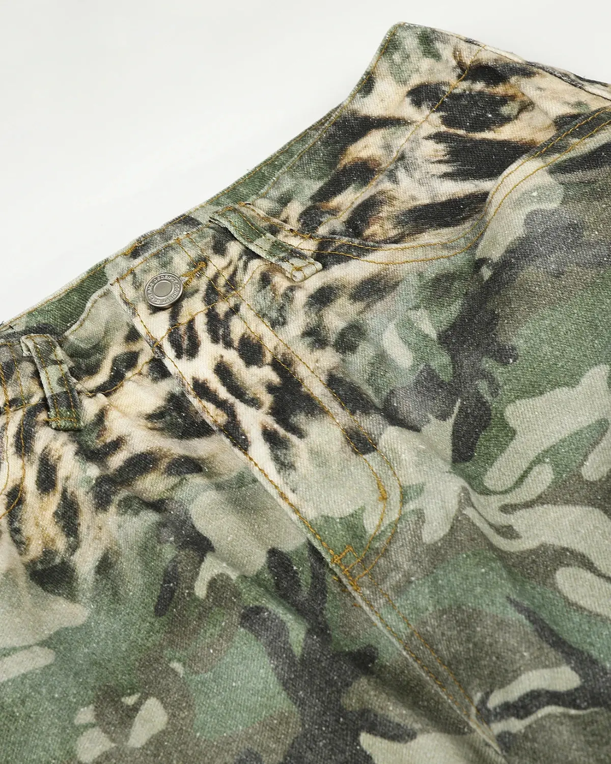 Leopard Camo Cargo Longline Shorts | Inflation Streetwear - Image 9