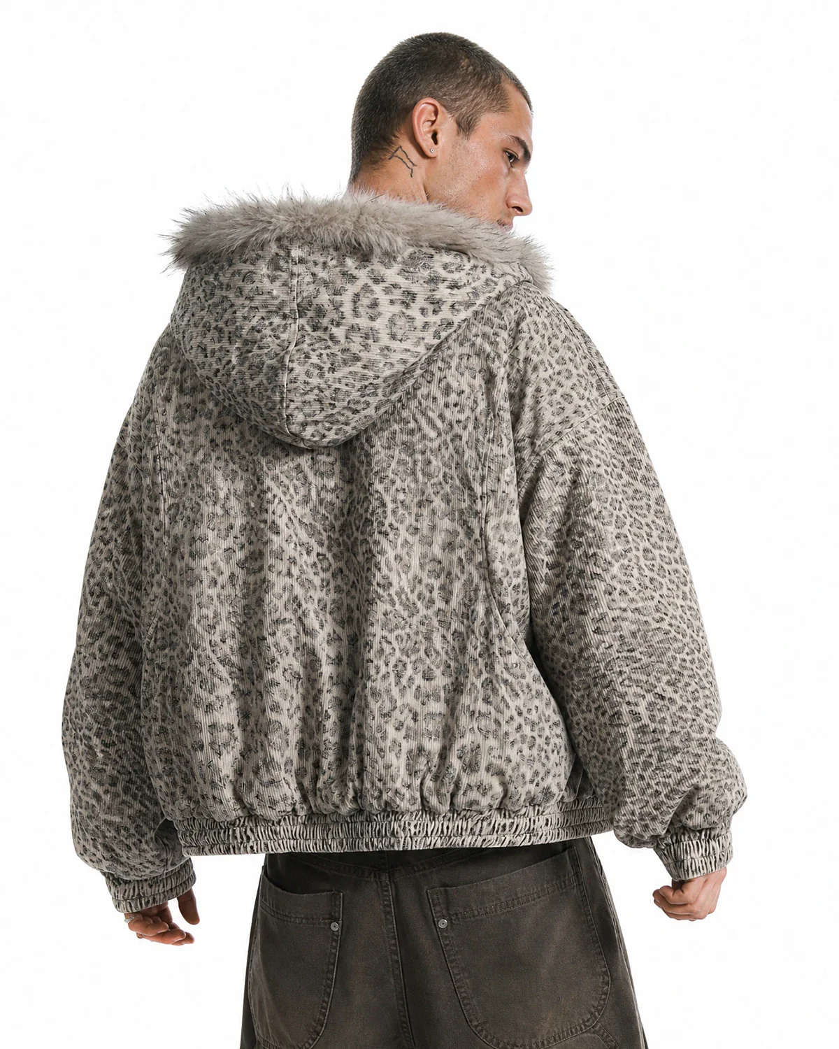 Leopard Faux Fur Lined Bomber Jacket | Inflation Streetwear - Image 5