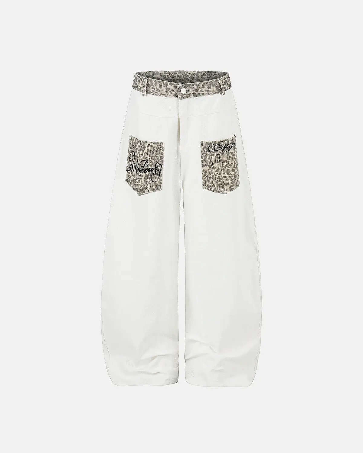Leopard Patch Barrel Jeans | Inflation Streetwear