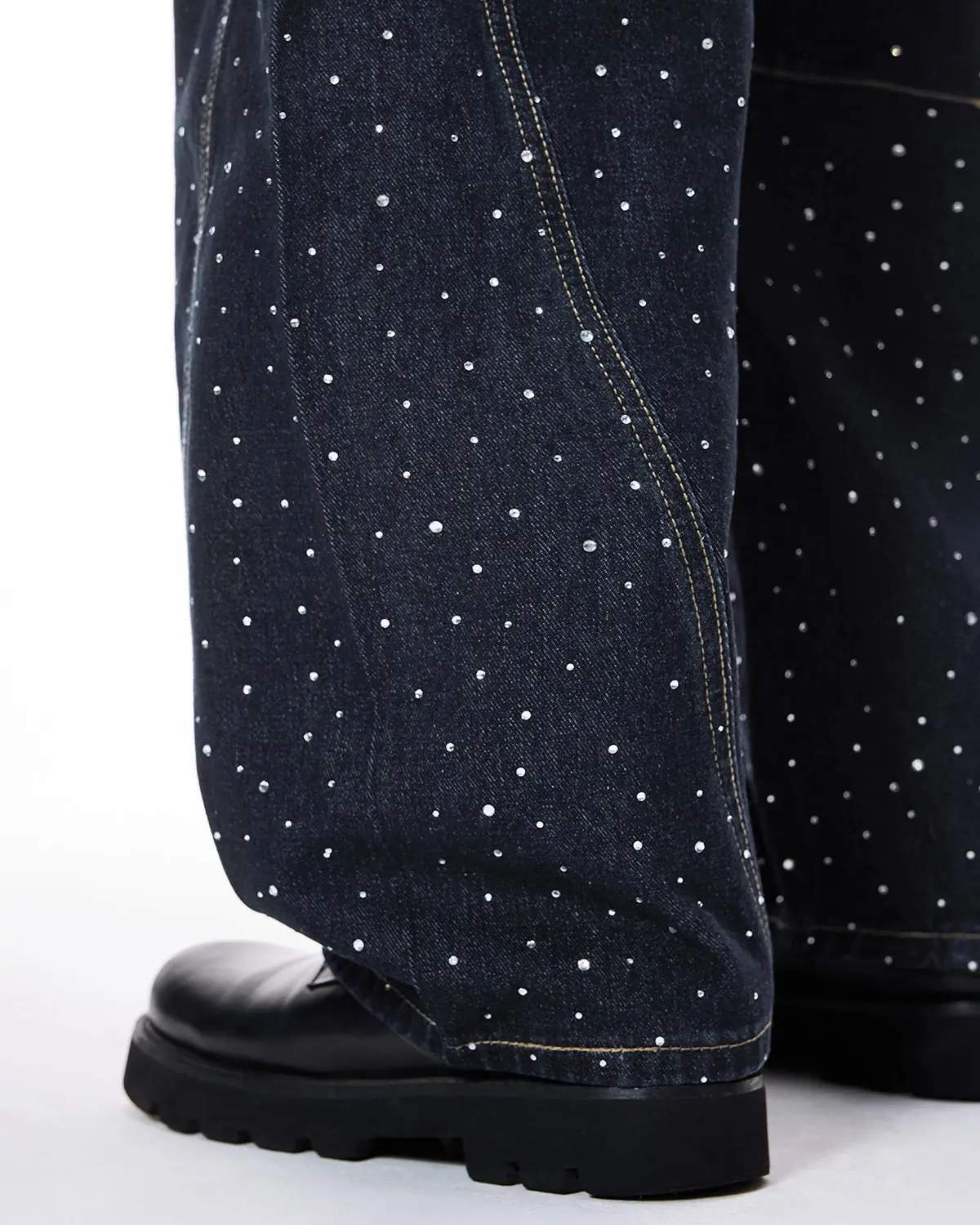 Leopard Patch Rhinestone Barrel Jeans | Inflation Streetwear - Image 8