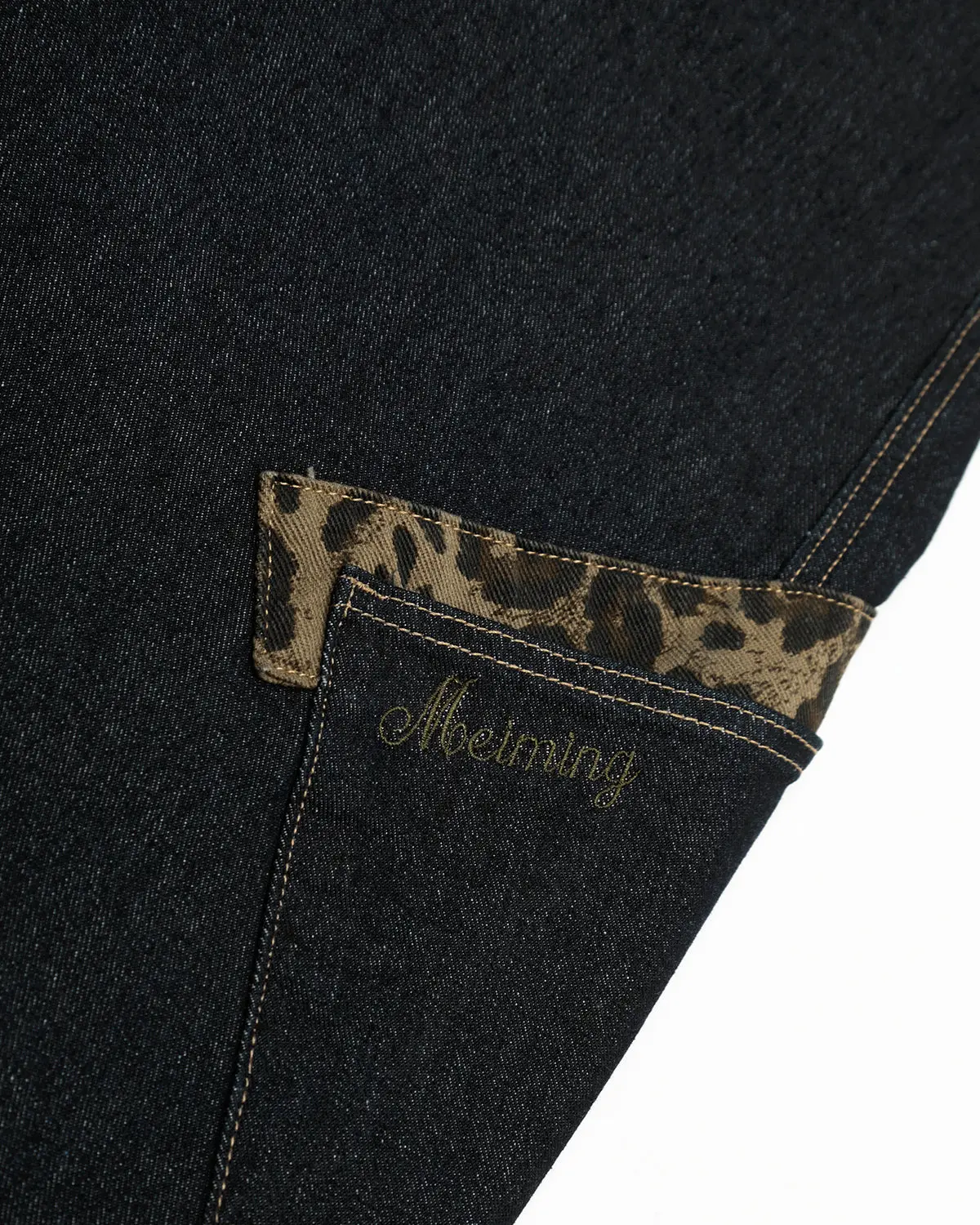 Leopard Patchwork Barrel Jeans | Inflation Streetwear - Image 7