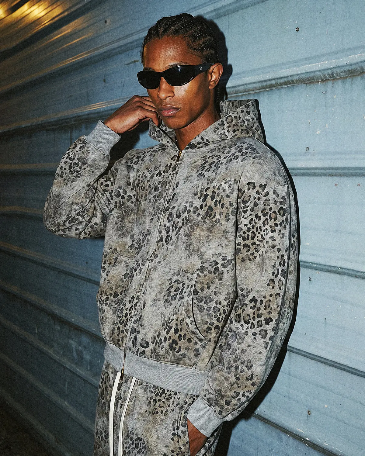 Leopard Print Boxy Zip Up Hoodie | Inflation Streetwear - Image 3