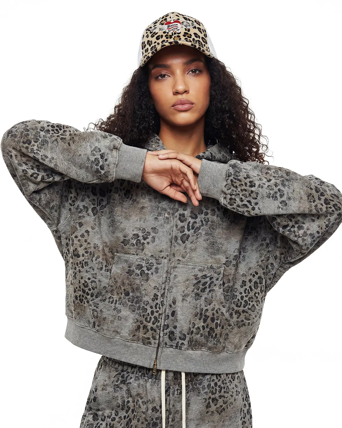 Leopard Print Boxy Zip Up Hoodie | Inflation Streetwear - Image 4