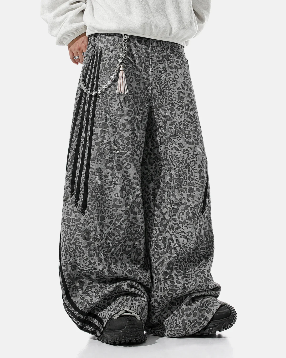 Leopard Print Side Stripe Barrel Jeans | Inflation Streetwear - Image 2