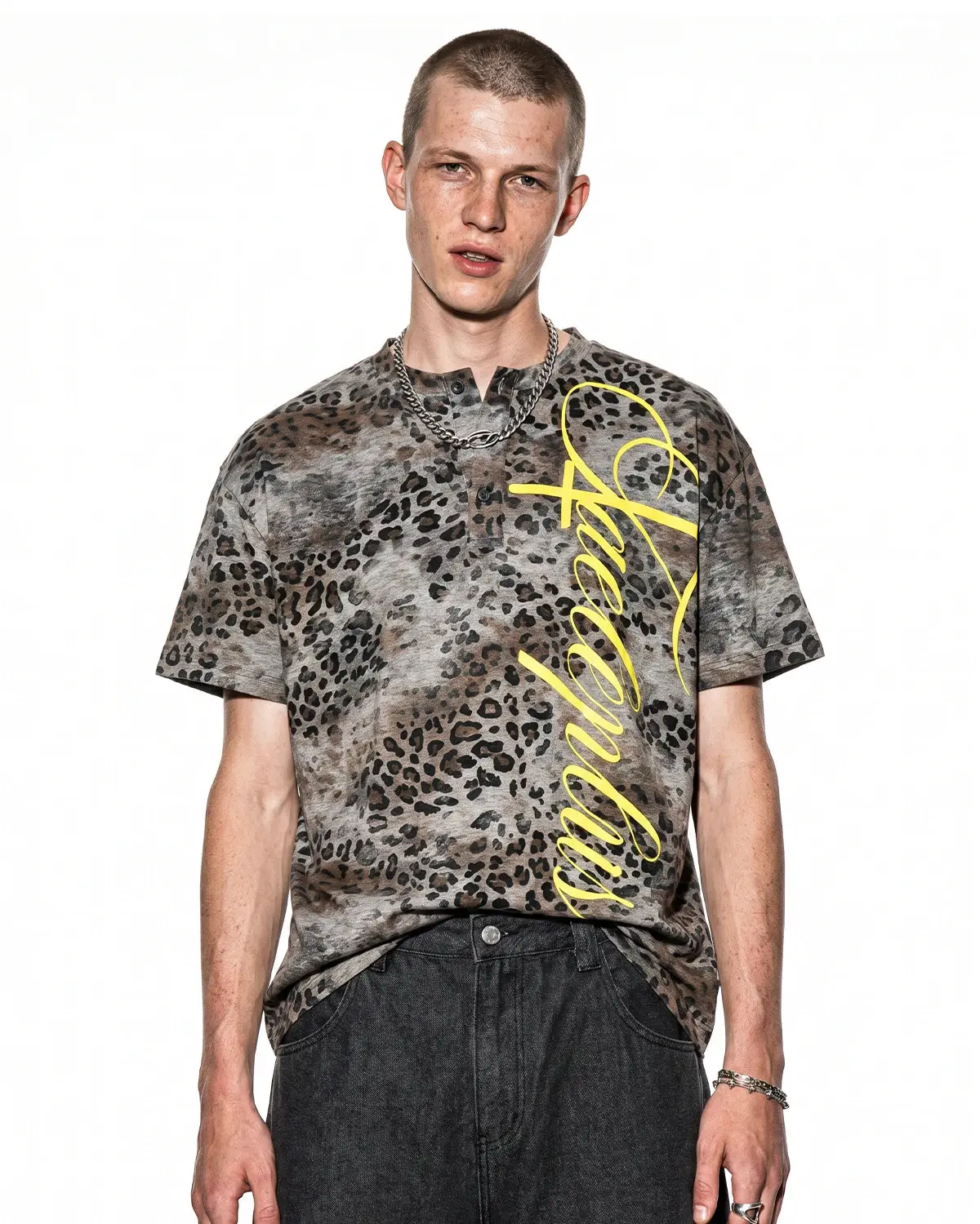 Leopard Script Henley Baby Tees | Inflation Streetwear - Image 6
