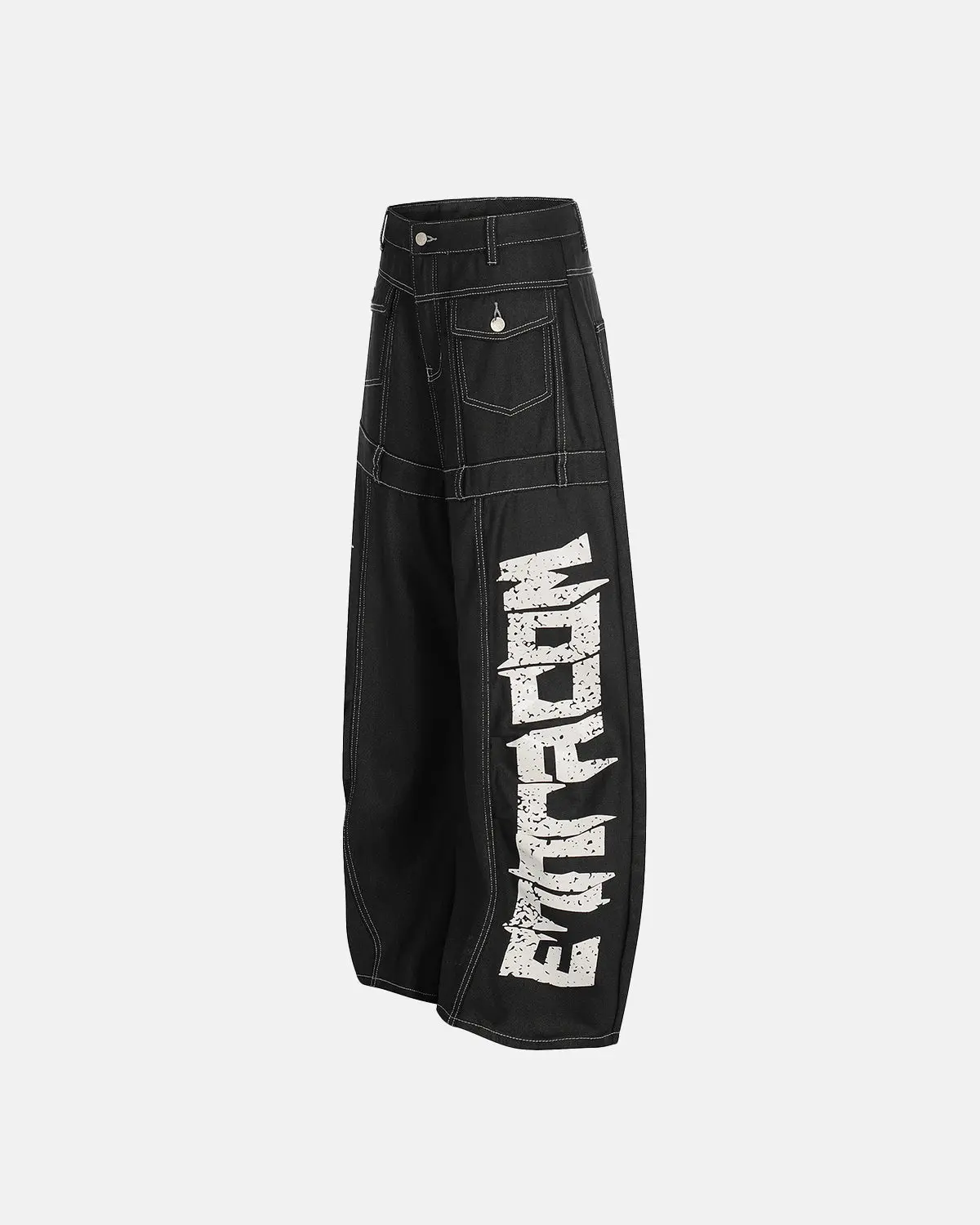 Letter Graphic Cargo Barrel Jeans | INFLATION Streetwear - Image 3