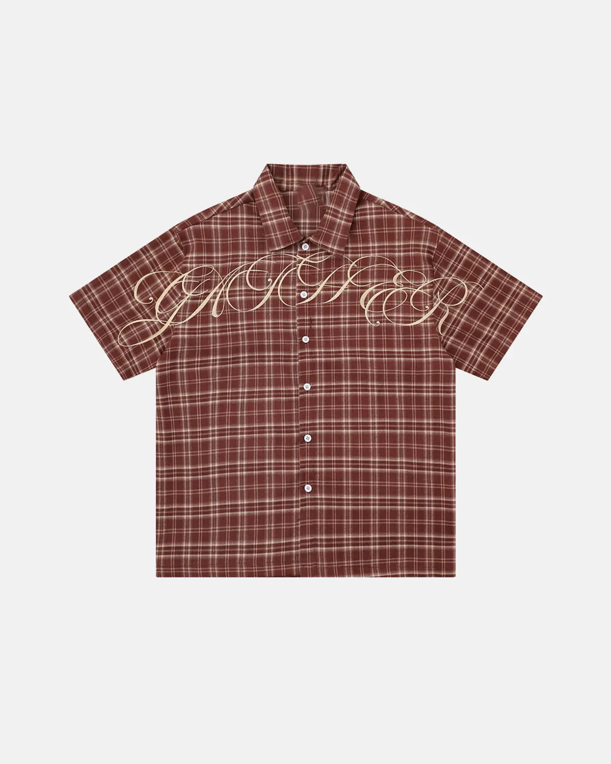 Lettering Embroidery Plaid Shirts | Inflation Streetwear