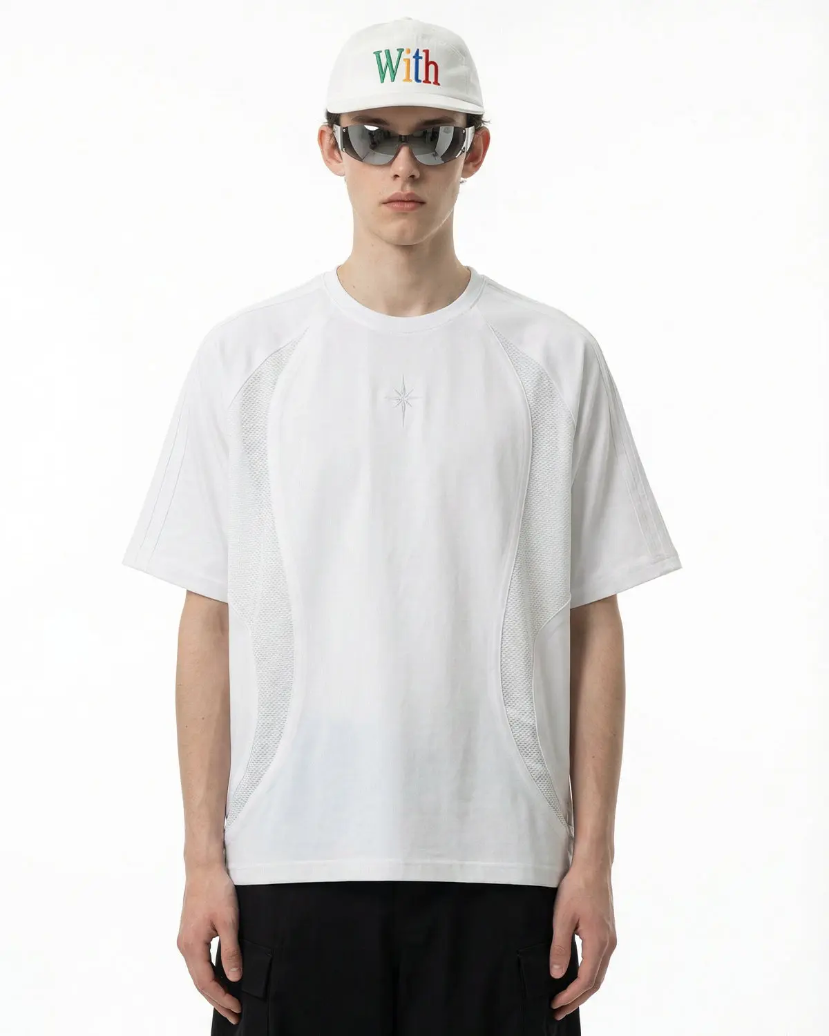 Mesh Patchwork Stitching Embroidered T-Shirt | Inflation Streetwear - Image 5