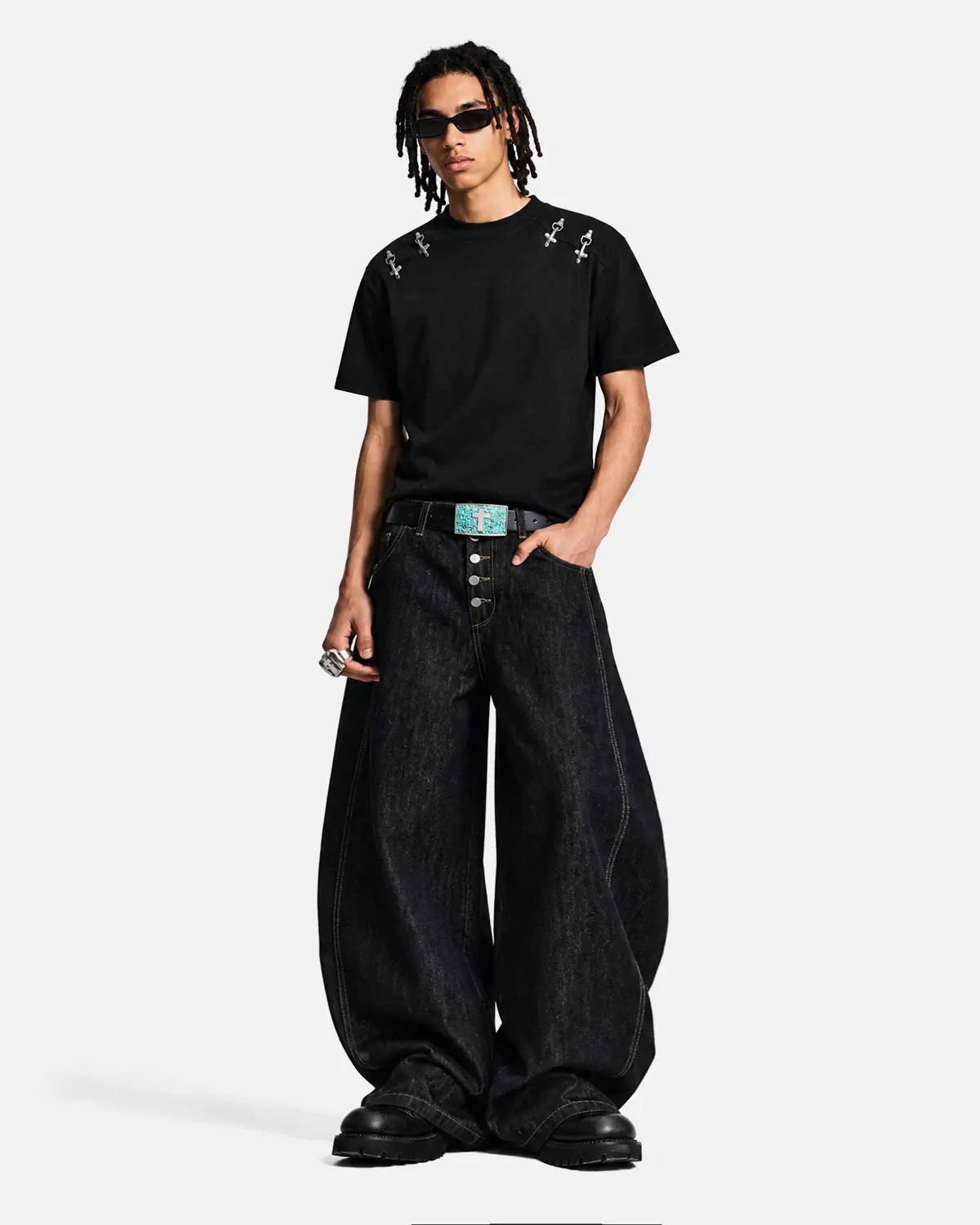 Metal Buckle Detail Cotton T-Shirt | Inflation Streetwear - Image 4