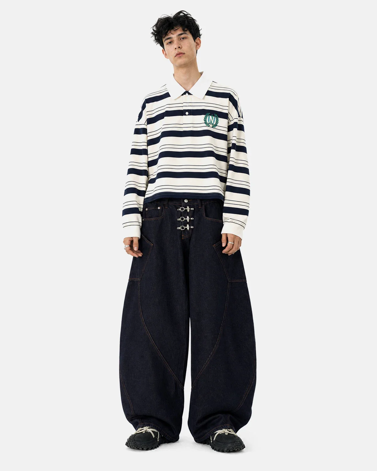 Metal Clasp Raw Barrel Jeans | Inflation Streetwear - Image 3