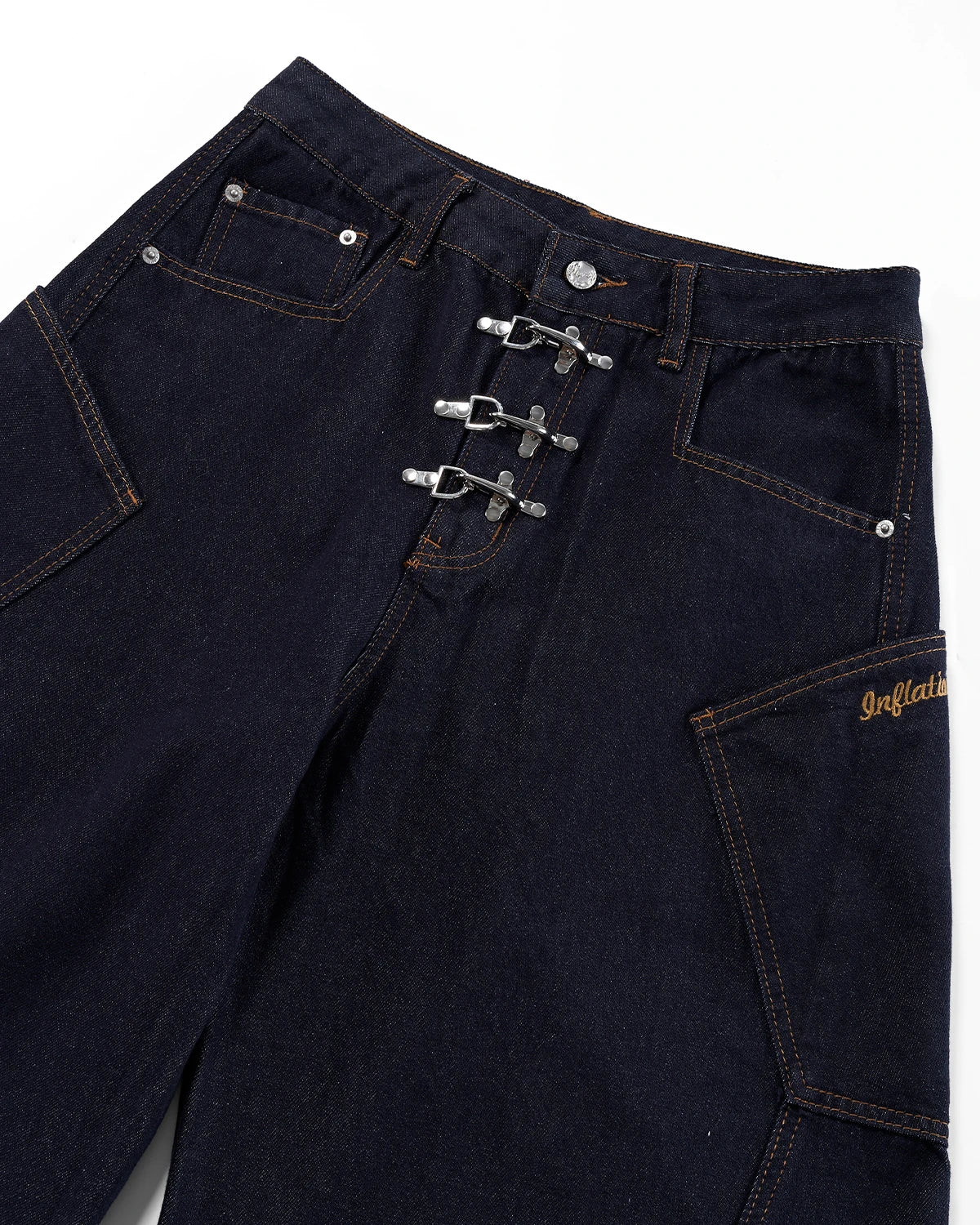 Metal Clasp Raw Barrel Jeans | Inflation Streetwear - Image 5