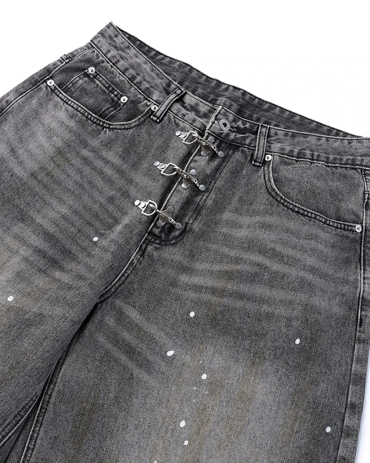 Metal Clasp Washed Barrel Jeans | Inflation Streetwear - Image 8