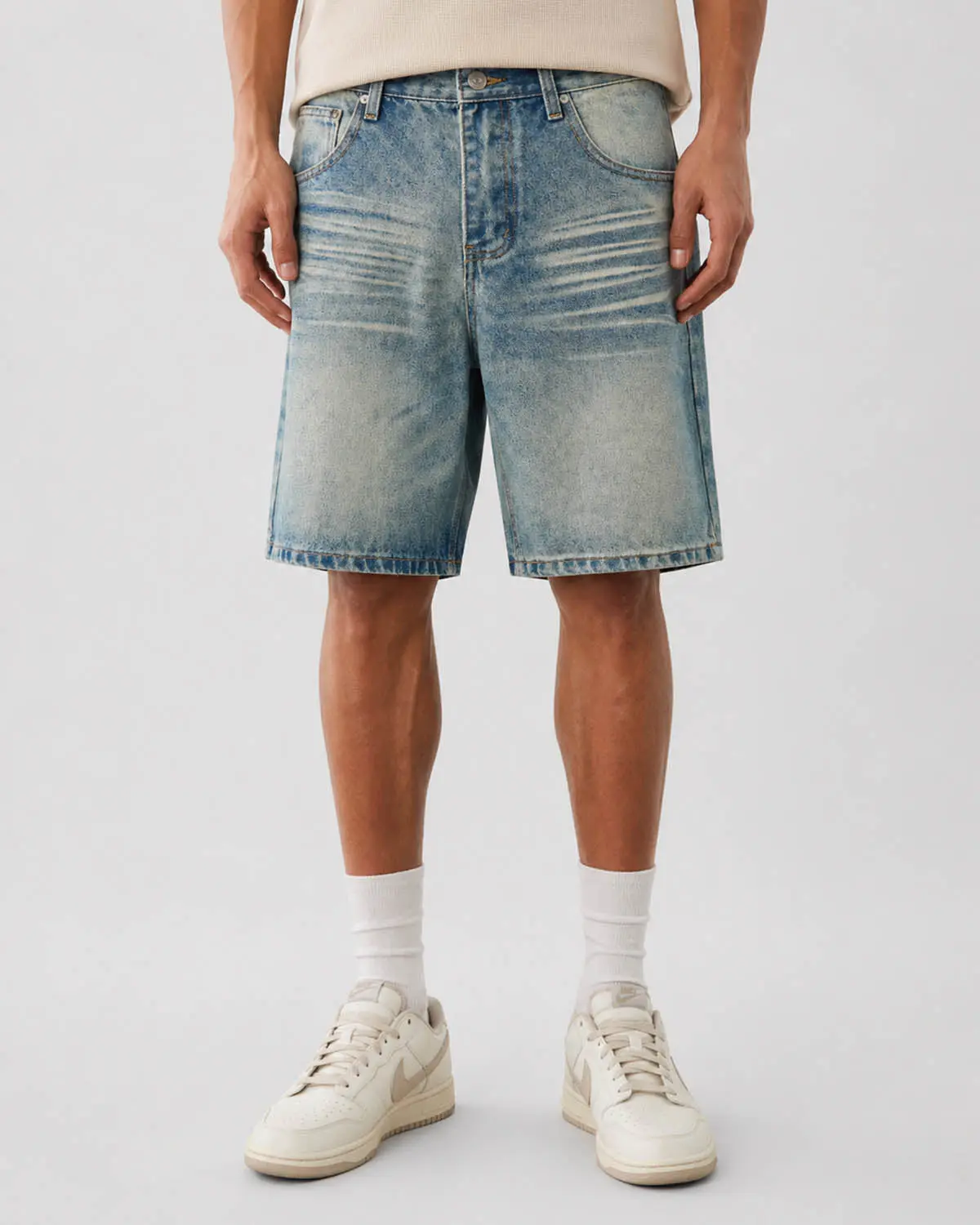 Mid-Length Washed Denim Shorts | Inflation Streetwear - Image 7