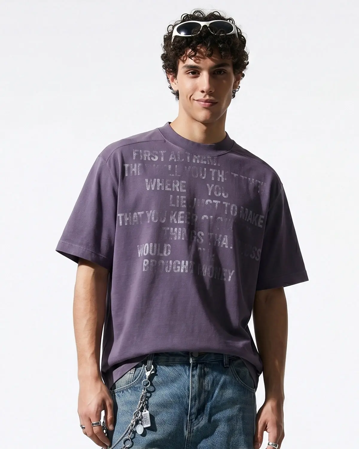 Mock Neck Distressed Graphic T-Shirt | Inflation Streetwear - Image 6