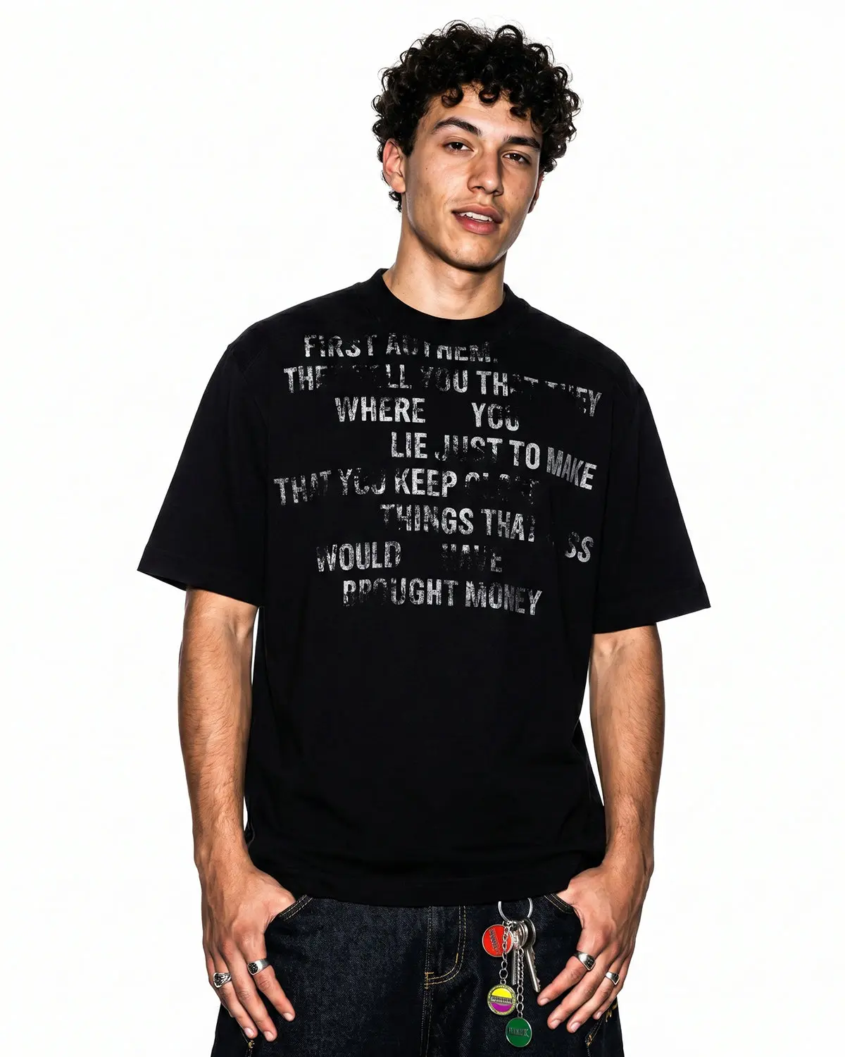 Mock Neck Distressed Graphic T-Shirt | Inflation Streetwear - Image 7