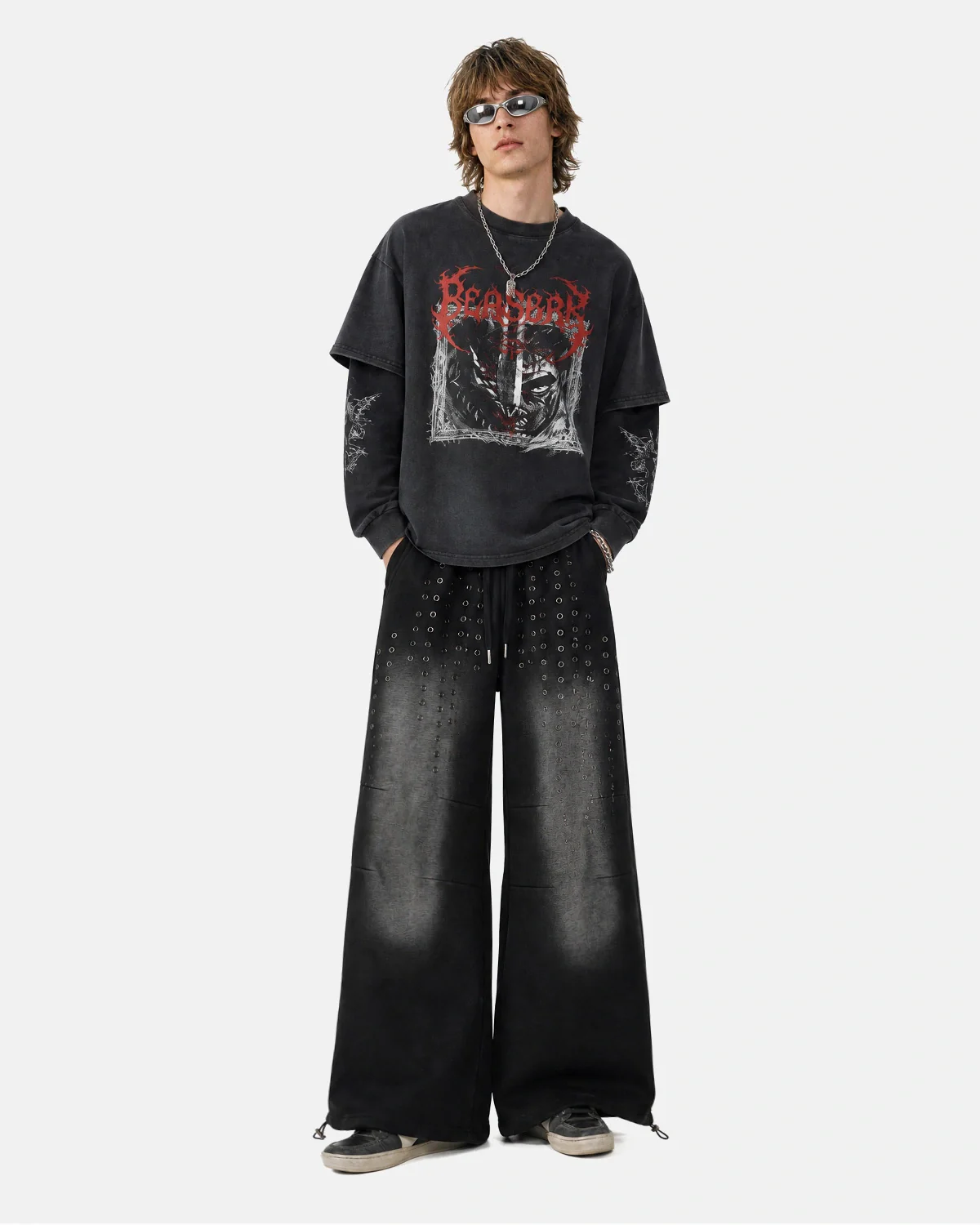 Monkey Wash Eyelet Wide Leg Sweatpants | Inflation Streetwear - Image 3