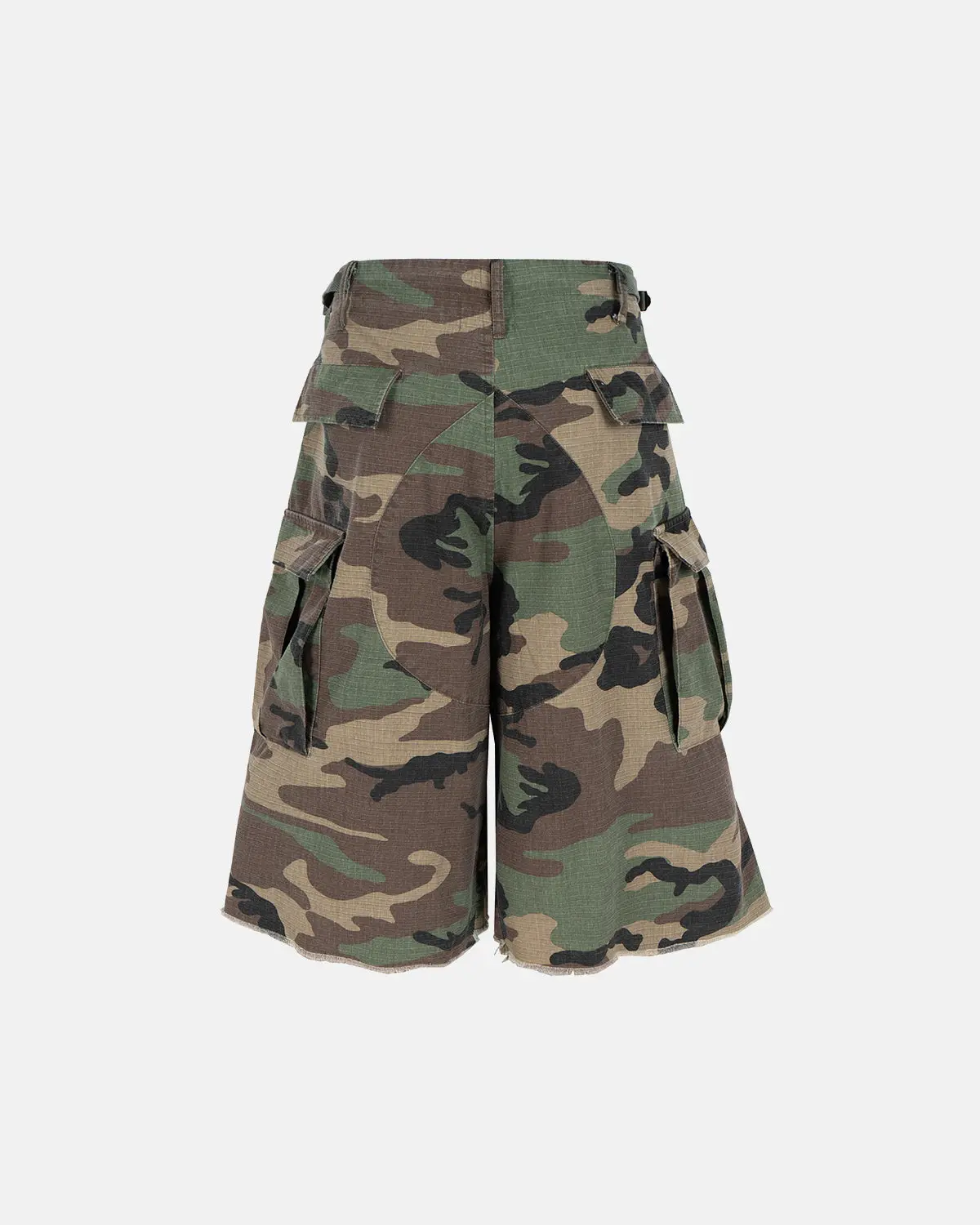 Oversized Camo Cargo Longline Shorts | Inflation Streetwear - Image 11
