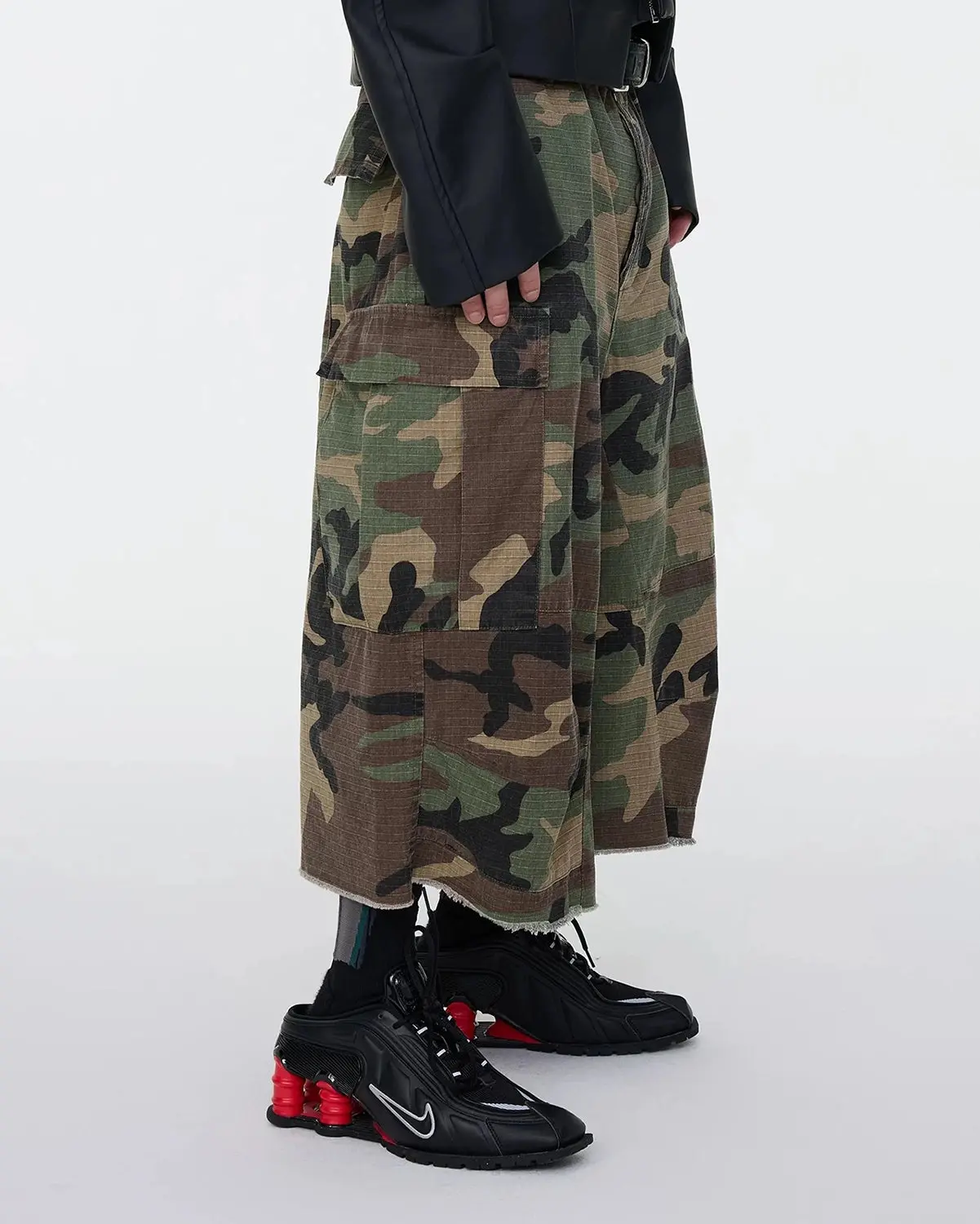 Oversized Camo Cargo Longline Shorts | Inflation Streetwear - Image 7