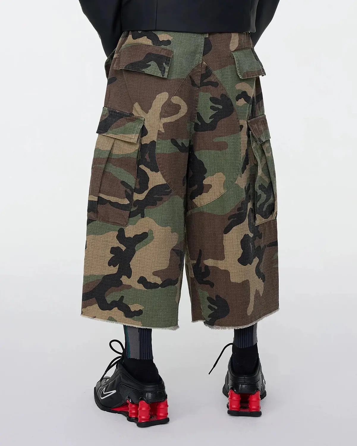 Oversized Camo Cargo Longline Shorts | Inflation Streetwear - Image 8