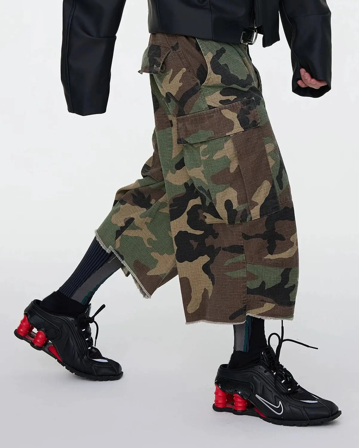 Oversized Camo Cargo Longline Shorts | Inflation Streetwear - Image 9