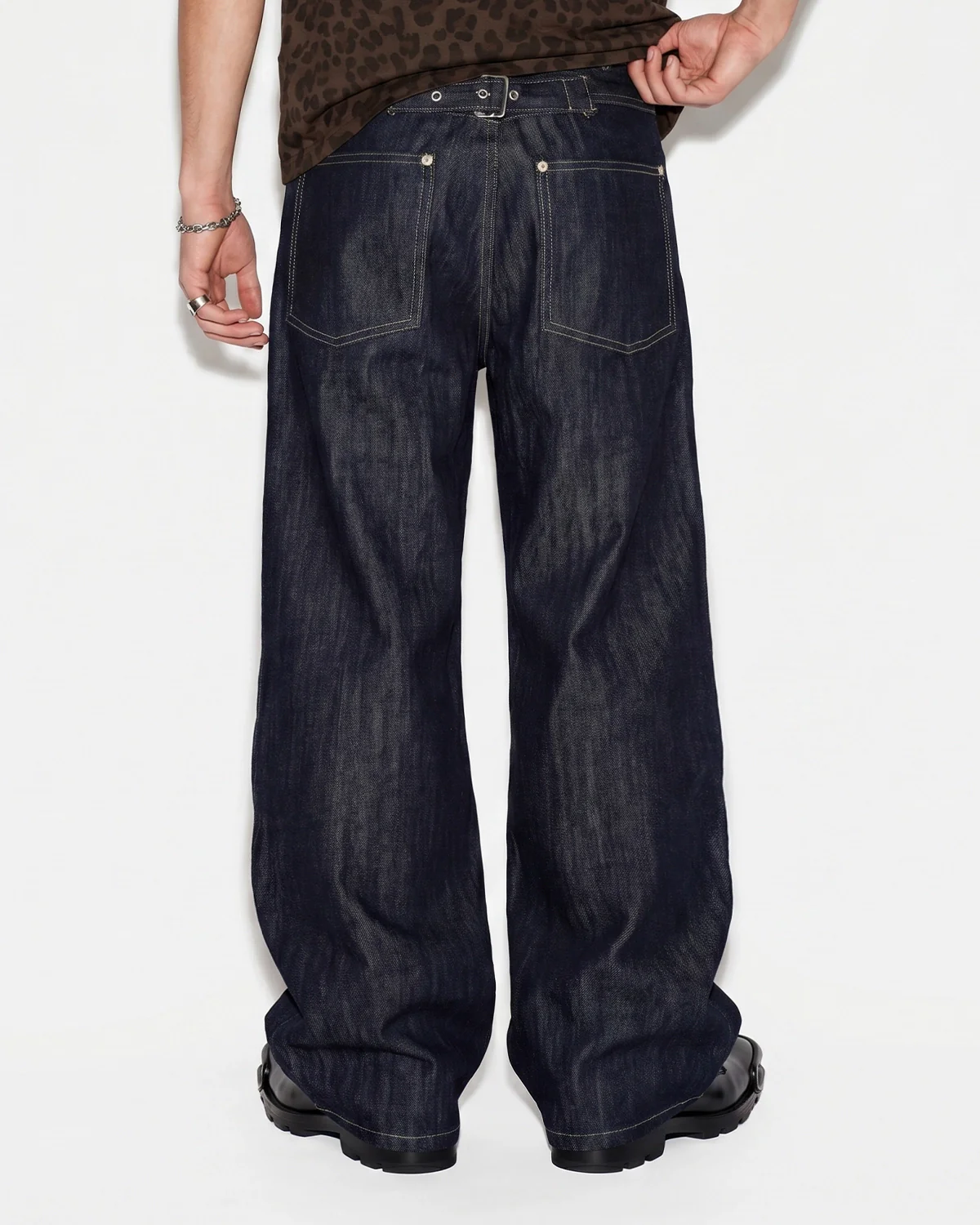 Paris Buckle Raw Baggy Jeans | Inflation Streetwear - Image 4