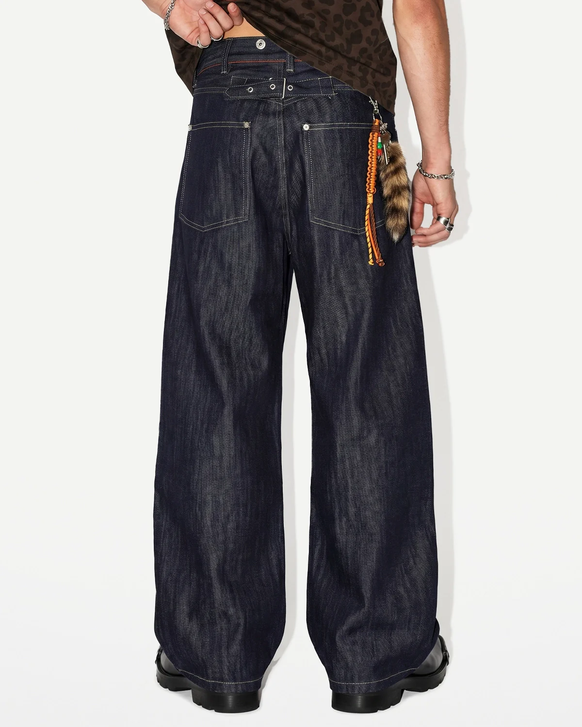 Paris Buckle Raw Baggy Jeans | Inflation Streetwear - Image 5