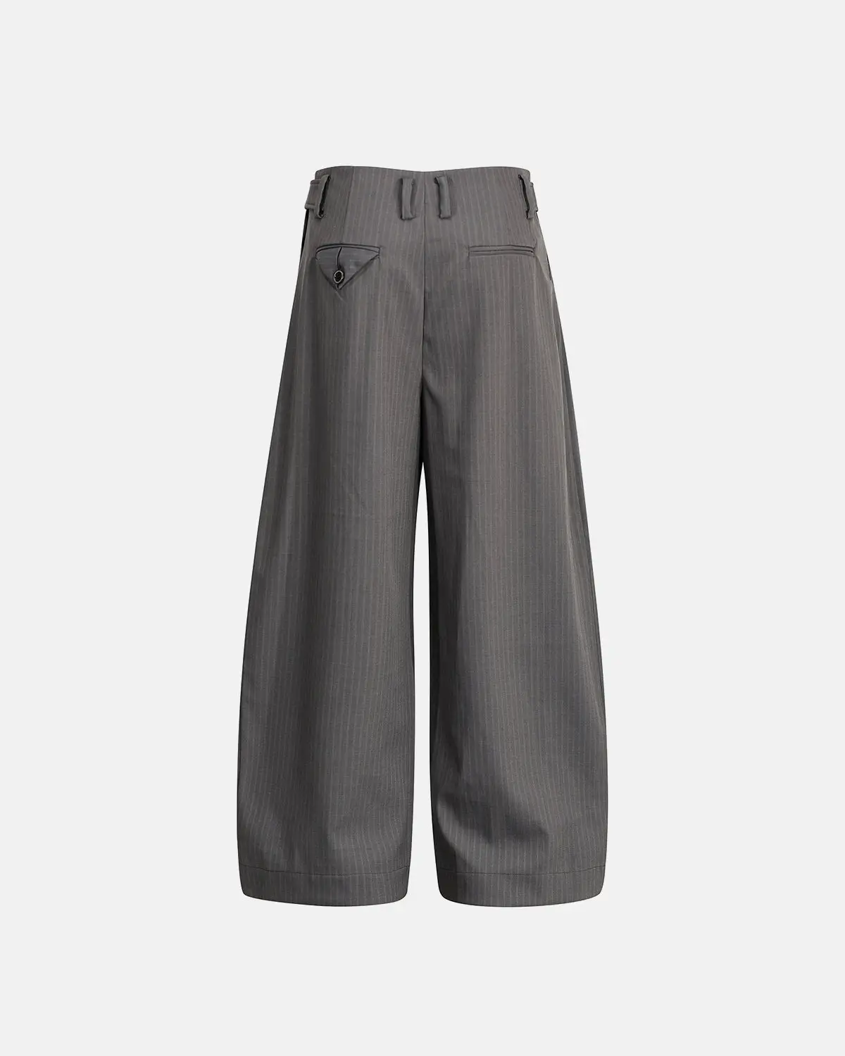 Pinstripe Buttons Barrel Suit Pants | Inflation Streetwear - Image 3