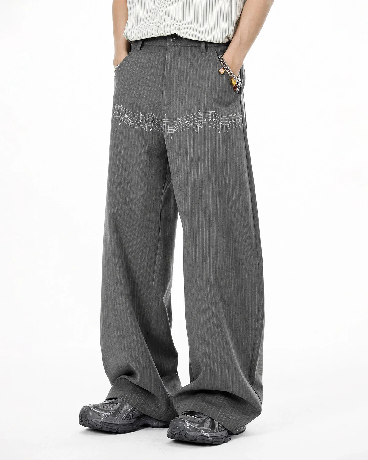 Pinstripe Cinch Back Tailored Pants | Inflation Streetwear - Image 2