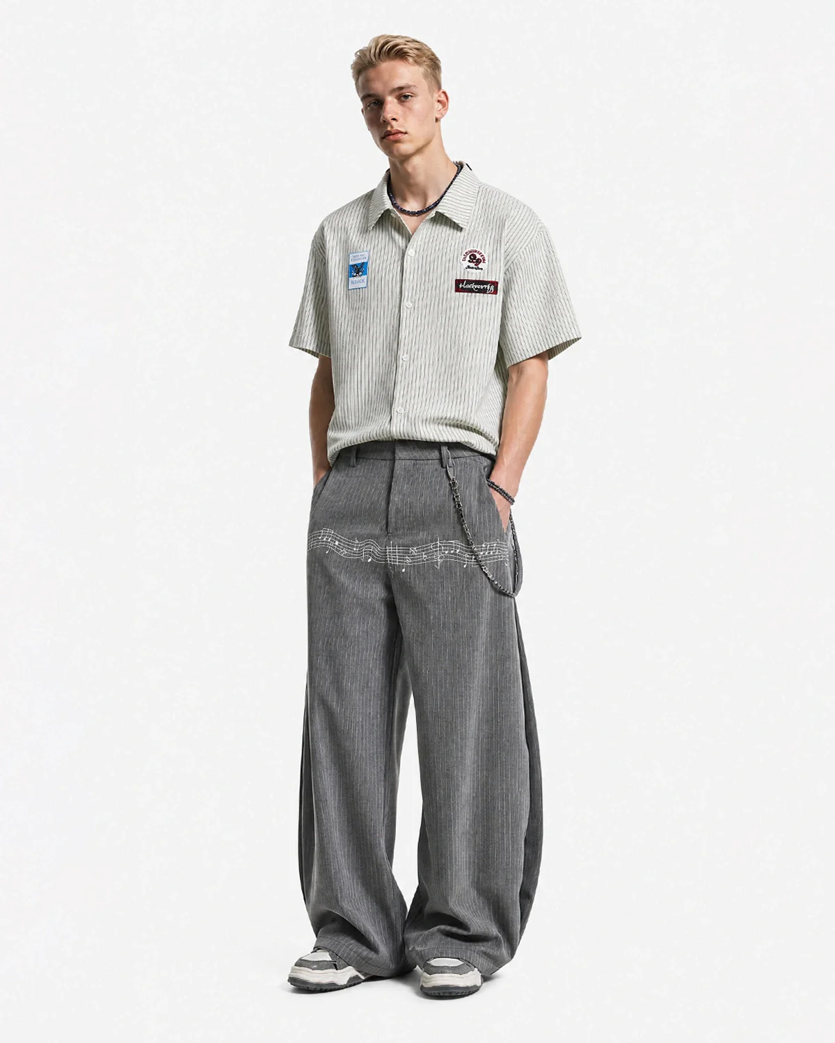 Pinstripe Cinch Back Tailored Pants | Inflation Streetwear - Image 5