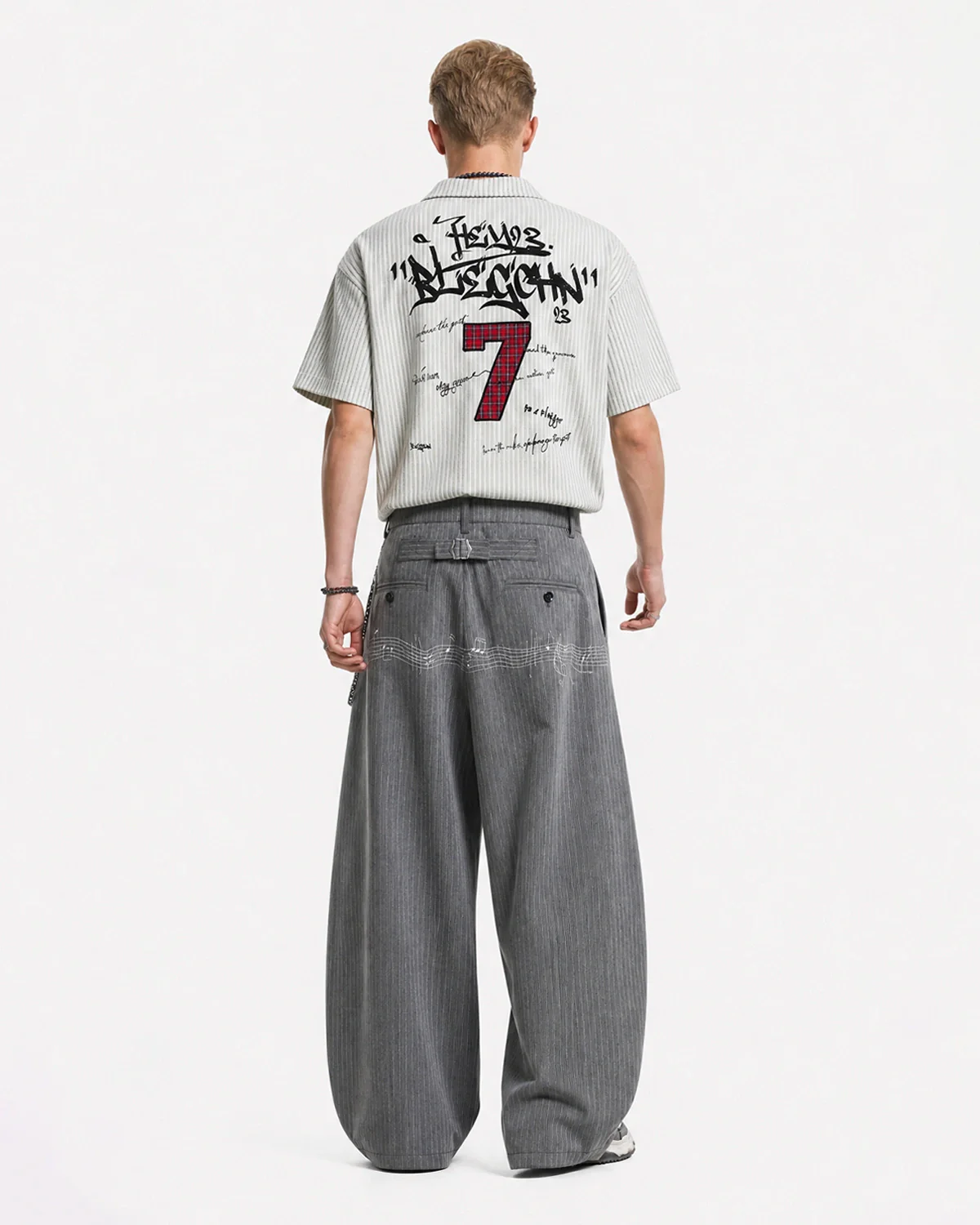 Pinstripe Cinch Back Tailored Pants | Inflation Streetwear - Image 6