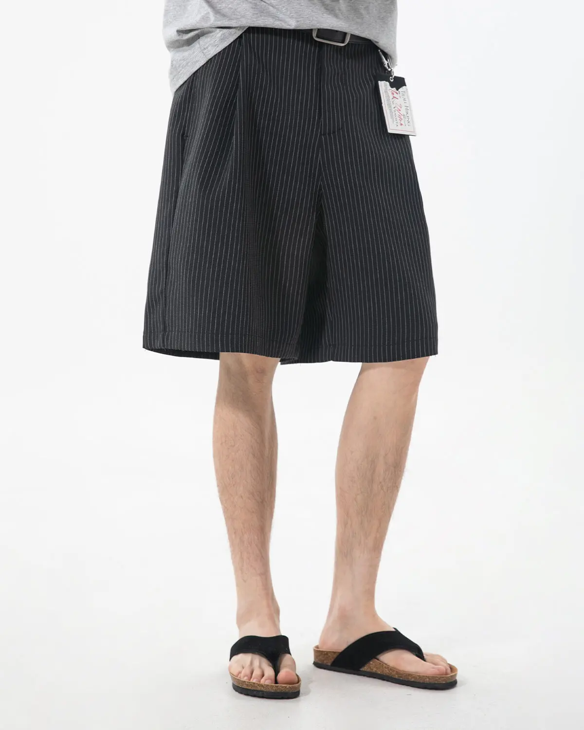 Pinstripe Pleated Tailored Shorts | Inflation Streetwear - Image 2