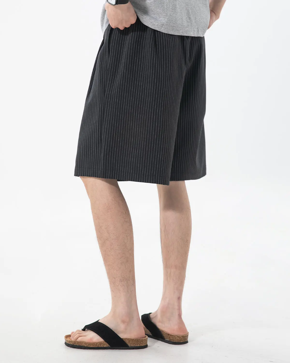 Pinstripe Pleated Tailored Shorts | Inflation Streetwear - Image 3