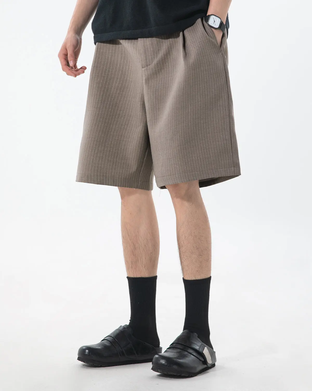 Pinstripe Pleated Tailored Shorts | Inflation Streetwear - Image 6