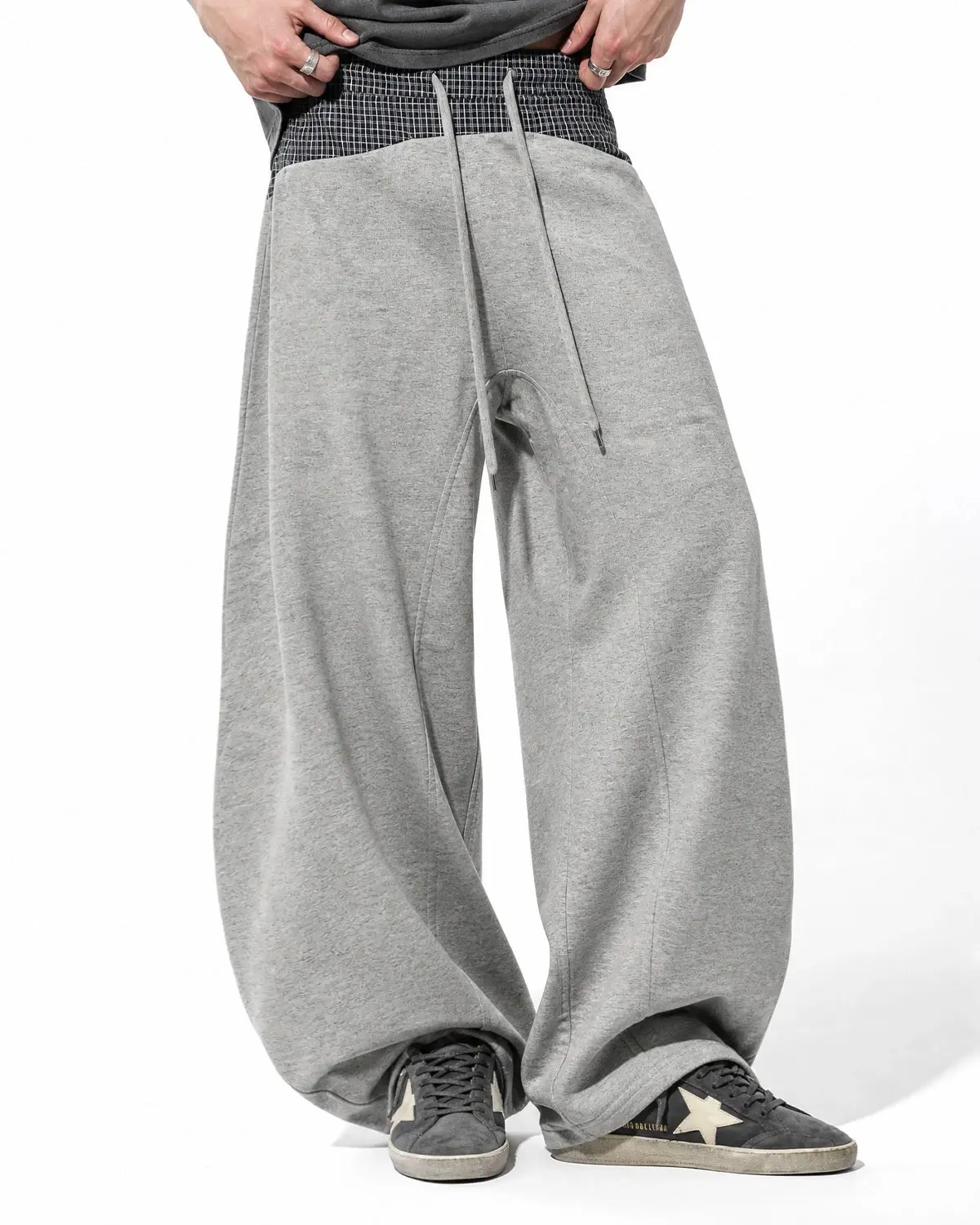Plaid Layered Baggy Sweatpants | Inflation Streetwear - Image 3