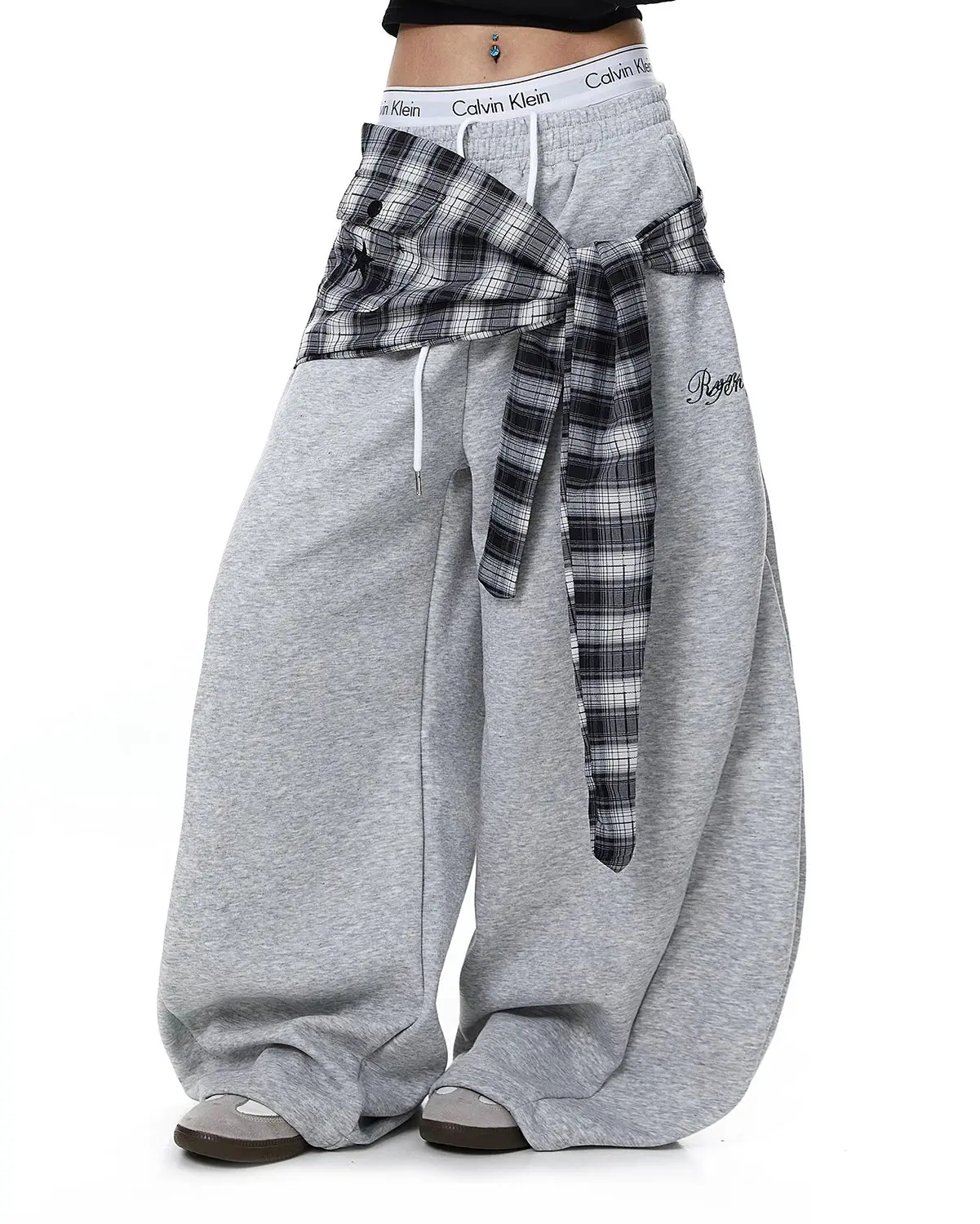 Plaid Layered Baggy Sweatpants | Inflation Streetwear - Image 4
